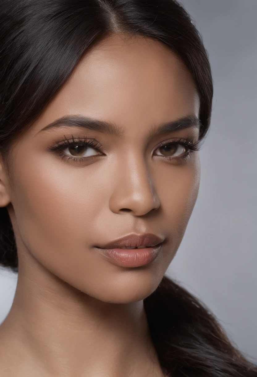 ((Best quality)), ((Hyper-Resolution)), ((Photorealistic:1.1)), (Complex details), African American woman, A half body, Very beautiful and elegant African American woman, 30 yo，55 kg, Sexy, Jet black hair, Black hair color, Perfect hair, Fine strands of hair, detail in face, in an office, wearing school girl glasses, wearing black turtle neck, wearing gold necklace