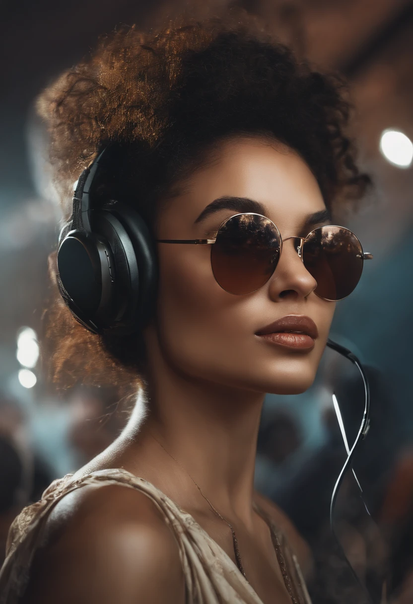 Perfect centralization, mouse bonito, Use uma jaqueta da equipe de estudantes, wearing sunglasses, Usando fones de ouvido, alegria, Standing position, beleza abstrata, Centrado, looking at the camera, Facing the camera, nearing perfection, Dynamic, altamente detalhado, liso, foco nítido, 8k, high-definition resolution, illustration, arte de Carne Griffiths e Wadim Kashin, fundo branco