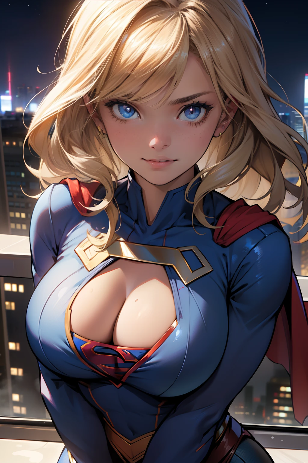 Portrait of the best quality, 4k wallpaper, Extremely detailed Supergirl,Chemise Supergirl ouverte avec les mains , open shirt Supergirl 8k wallpaper, yeux brillants, cheveux noirs courts, ombre parfaite, tmasterpiece, Regarder le spectateur, rougissant, very embarrassed, Sourire innocent, extremely detailed eyes, Ultra-detailed, 1 fille solo, 2 mains parfaites seulement, ouvre grand son uniforme de Supergirl, invites the spectator to breastfeed, fille parfaite, Uniforme minimaliste de Supergirl, 1 femme mature cheveux noirs courts brillant solo seulement, Night on top of a skyscraper, Private outdoor show, Regarder le spectateur, petits seins, Boobs Off Shirt, NSFW (en anglais seulement) , Lait maternel, lait, (le lait maternel coule du sein) proportion mammaire parfaite, NSFW (en anglais seulement) Rewarded, Soir , stars