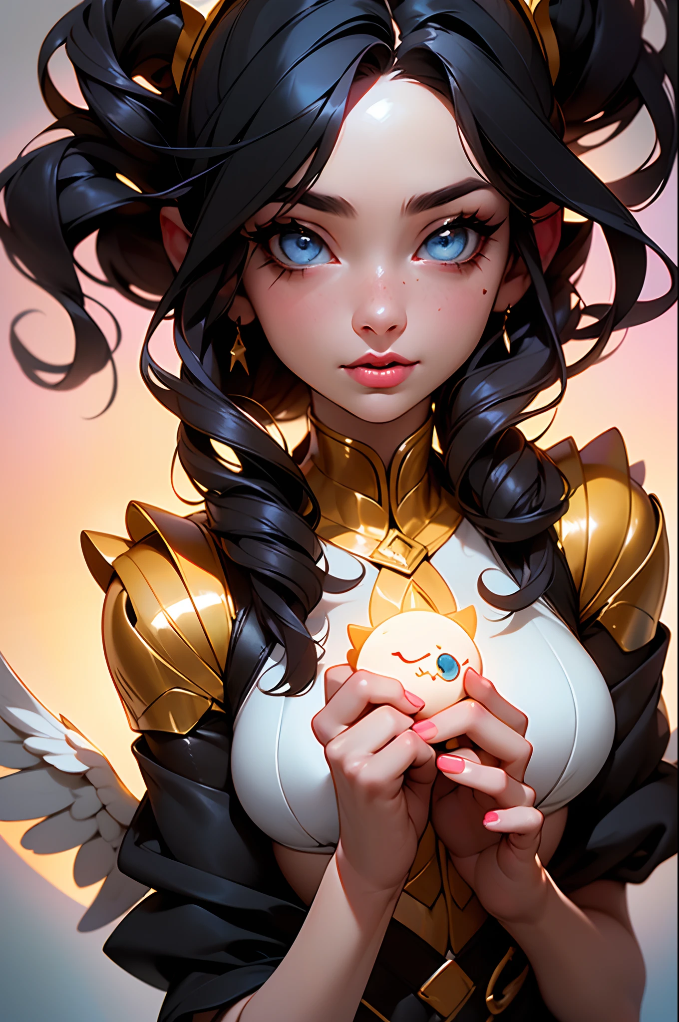 (Obra maestra:1.2), La mejor calidad, (illustration:1.2), (Ultra detallado),Enfoque ocular,(Resplandor magistralmente elaborado, Destello de lente rosa), (cinematic background), hiper detalles, (Detalle delicado), (Detalles intrincados), Renderizado de octanaje, HDR, (hiperdetallado:1.15), (Luz suave:1.2), 1girl, beautiful little girl, enloquecido lascivo ojos y boca , maduro, regordete, Grueso, Gotas de pintura de arco iris, al aire libre, (cabello bioluminiscente:2),(ojos brillantes),(Cazy lascivo ojos y boca), ((maquillaje)),(cinematic masterpiece),(dynamic:1.2), feroz, poderoso, toques de color absolutamente llamativos, (Cinematic headlight),((caustic)), Dynamic Angle, Hermoso brillo detallado, ambient-occlusion, Luz ambiental, Reflejos trazados por rayos,(the best lighting, un extremadamente delicado y hermoso), ((cinematiclight)), (Suave:1.8), (Nefilim:1.2), halo, cuernos de demonio, Ala de demonio, Alas en la espalda, medio demonio, Orejas de demonio, Alas negras, (Aura radiante), (Half Angel), (long metal nails), sexy, seductor, Guantes de manga larga, Manos perfectamente dibujadas, 4 dedos, 1 pulgar, Forma realista de la mano