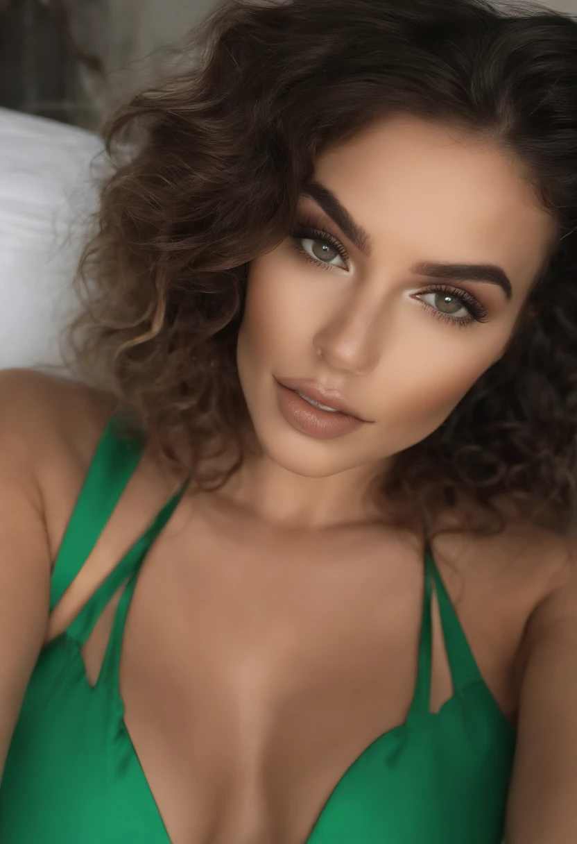 mulher arafed com uma regata branca e um colar, com olhos verdes, Retrato Sophie Mudd, cabelos castanhos e olhos grandes, selfie de uma jovem mulher, Olhos do quarto, Violeta Myers, sem maquiagem, maquiagem natural, Looking directly at the camera, Rosto com ArtGram, maquiagem sutil, Impressionante tiro de corpo inteiro, olhos verdes penetrantes,completely naked show her