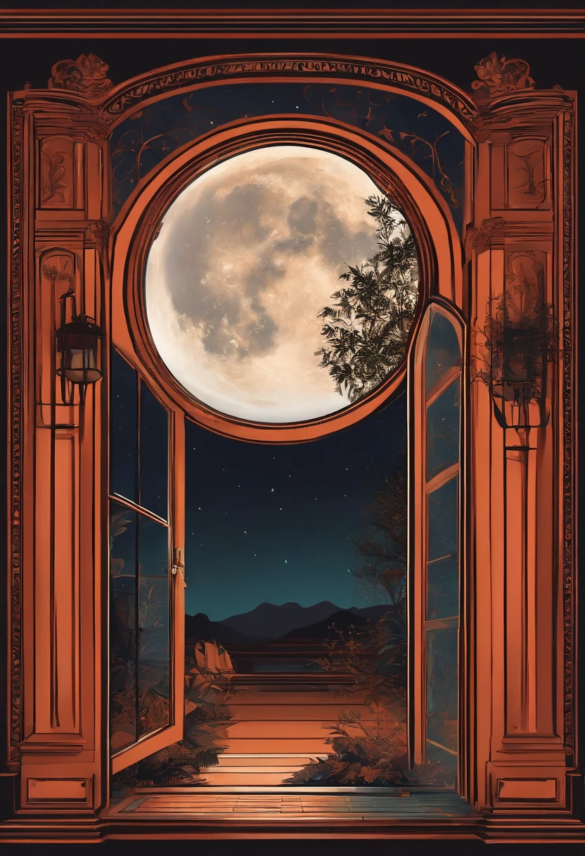 The room is bathed in soft, dim light from a full moon outside.