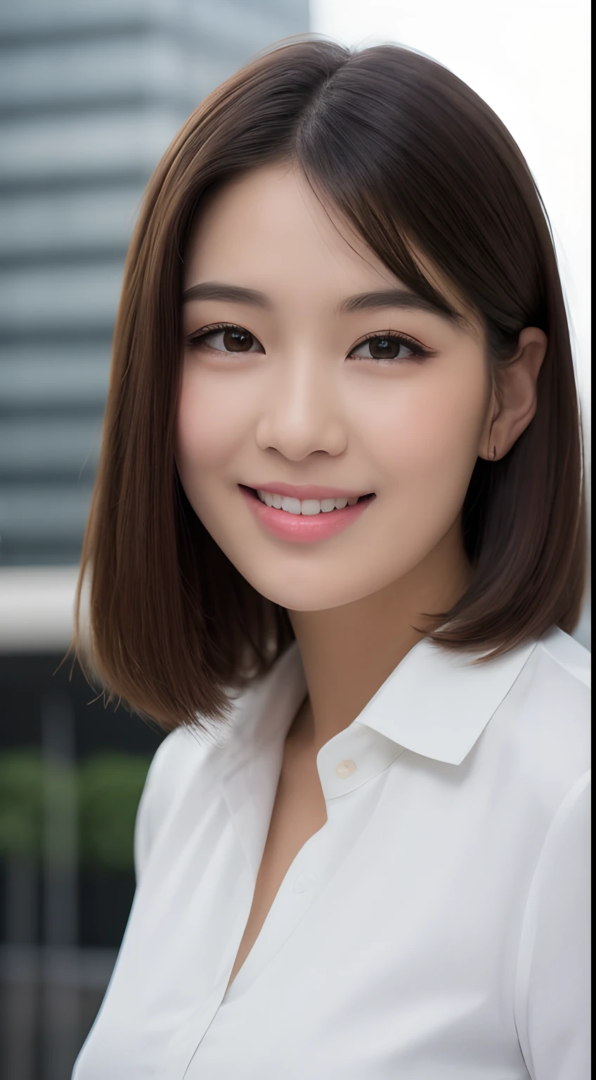 extreme close-up of beautiful korean female, 34 inch breasts size, wearing as a bus driver, smile, driving a bus, UHD