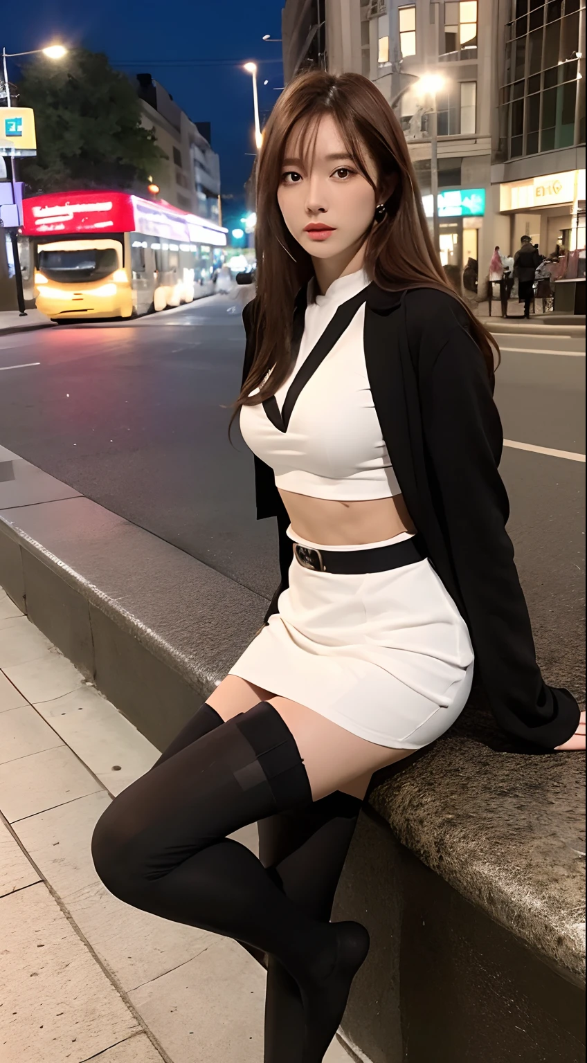 (Instagram Style), (Instagram Pose:1.2), (blazer, mini skirt, High heels), (Slender body), (Outdoor, city, Seoul Street, Grey and white building, background seoul city, Instagram Cafe, Famous Cafe, Simple Background, Are standing), Korean Girls, beautiful look, sexy look, beautiful make_superior, Red lips, eyelash, Long black hair, 8k,Ultra-high resolution, (highest quality, Ultra-high resolution, Realistic),(masterpiece), Natural Tone, Extremely complex, Insanely delicate, soft and diffused natural Light, Realistic shadows on the face, realistic contrast of the face, Very complicated, ultra ssuperiorer realistic, exquisitely detailed, dramatic_dark Light, beautiful_detailed_Light, (Real human skin, detailed skin, mole, detailed face) 、((Sexy panties in full view:1.3))、((Spread your legs wide:1.4))