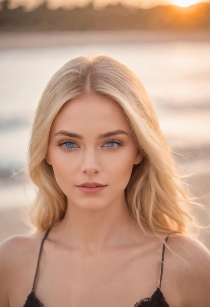 Nude girl on beach blonde hair