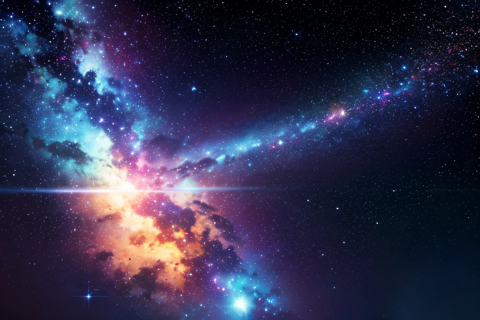espacio, galaxias y nebulosas coloridas, estrellas