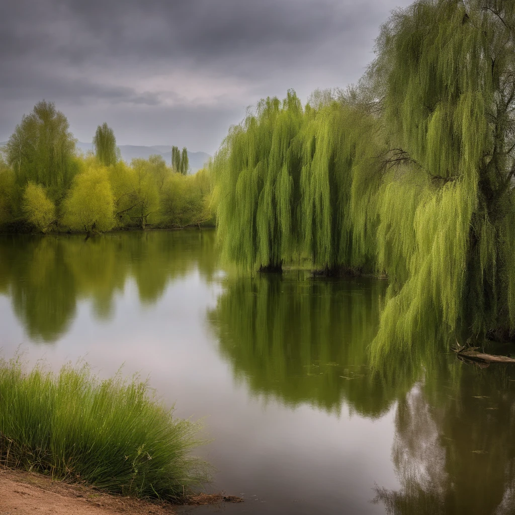 When I visited in the past, there were willows. Today, there's only rain, masterpiece, best quality