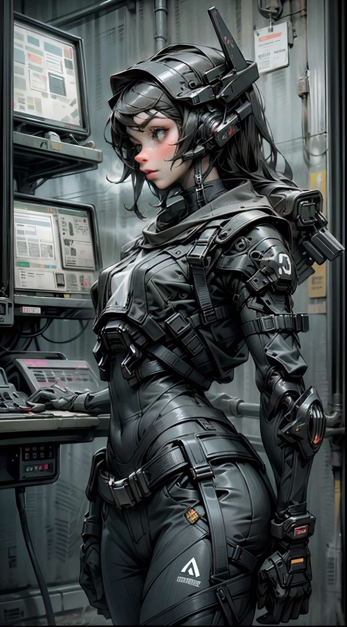 ((Best quality)), ((masterpiece)), (detailed:1.4), 3D, an image of a beautiful cyberpunk female,HDR (High Dynamic Range),Ray Tracing,NVIDIA RTX,Super-Resolution,Unreal 5,Subsurface scattering,PBR Texturing,Post-processing,Anisotropic Filtering,Depth-of-field,Maximum clarity and sharpness,Multi-layered textures,Albedo and Specular maps,Surface shading,Accurate simulation of light-material interaction,Perfect proportions,Octane Render,Two-tone lighting,Wide aperture,Low ISO,White balance,Rule of thirds,8K RAW,