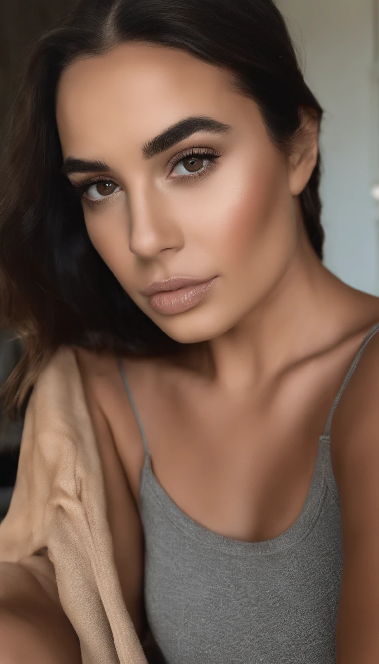 mulher arafed com regata e calcinha combinando, longos cabelos loiros, com olhos azuis, Retrato Sophie Mudd, cabelos loiros e olhos grandes, selfie de uma jovem mulher, Olhos do quarto, Violeta Myers, sem maquiagem, maquiagem natural, Looking directly at the camera, Rosto com ArtGram, maquiagem sutil, Impressionante tiro de corpo inteiro, no quarto, clivagem, nua,sem roupa