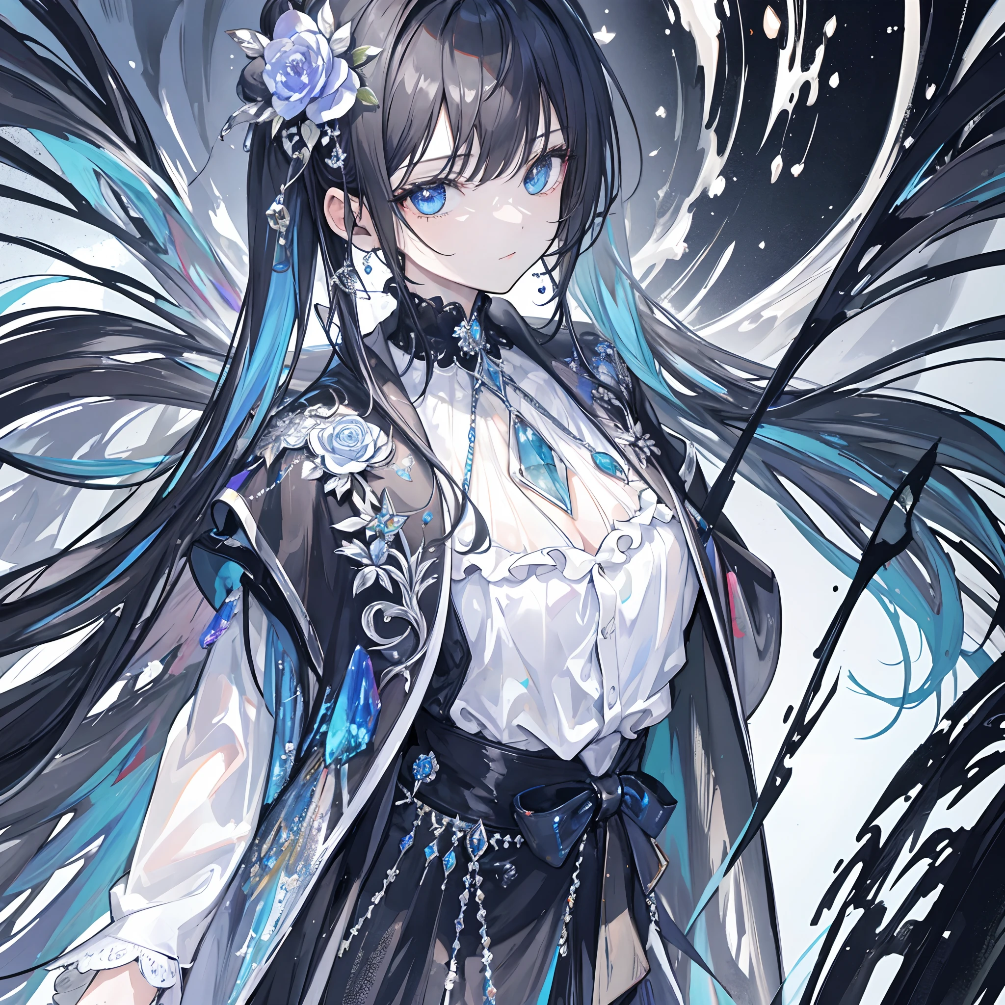 High definition RAW color art, sculptures, Car marble skin, High angle, crystal flower, (((Ultra detailed elegant))), Magical atmosphere, metalic, twintail
