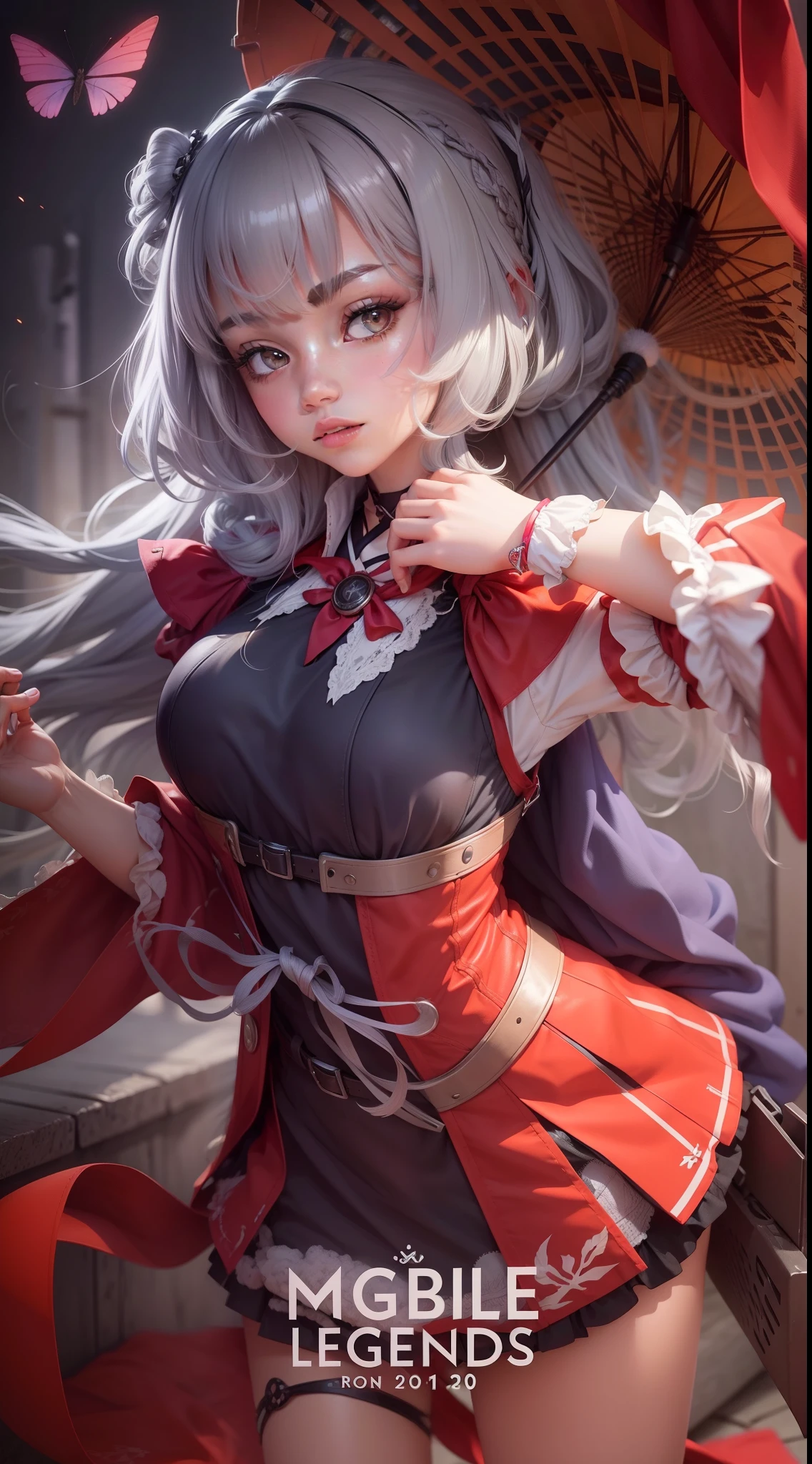 1 girl,grey hair