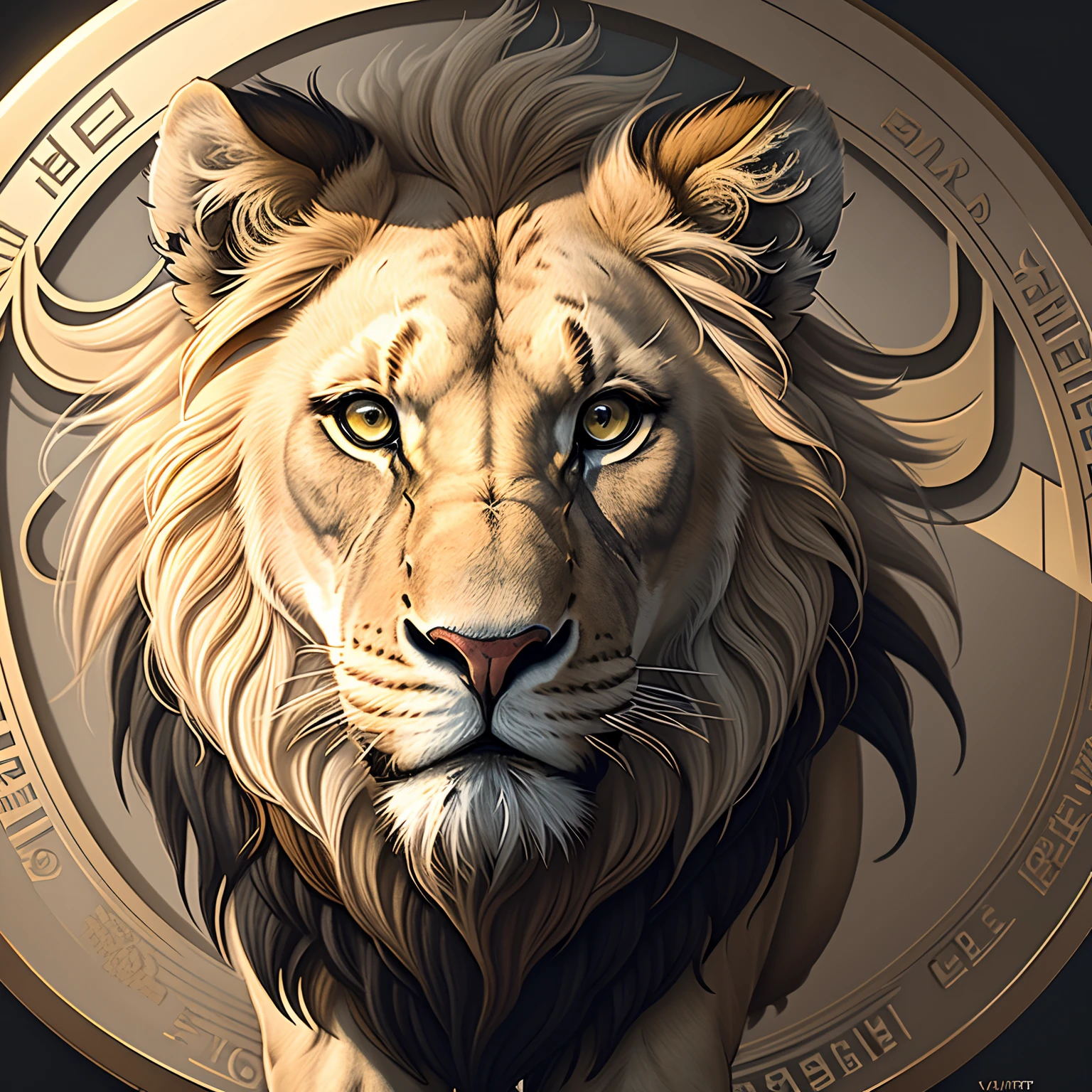 1lion(Emblema circular: 1.5) (Black and yellow lion: 1.5) (ultra qualidade, Unparalleled masterpiece: 1.4) (Realismo: 1.2), (Realisitc: 1.2) (Absurdo: 1.2) Estilo anime, 4k, esmagadoramente Pixel-Perfect, detalhado, ultra-detalhado, Arte Digital, arte vetorial plana, logotipo,