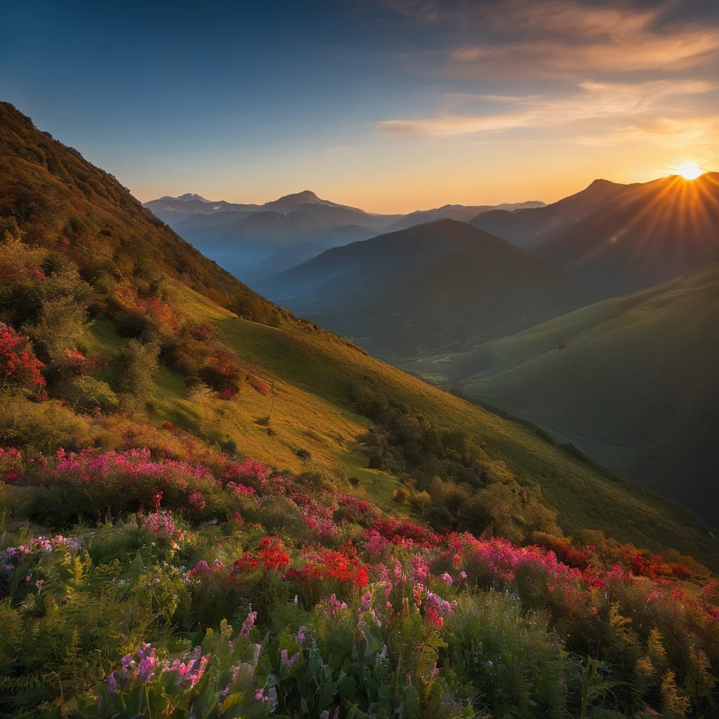 amanhecer, natureza, bom dia, nice mountain with sunny morning