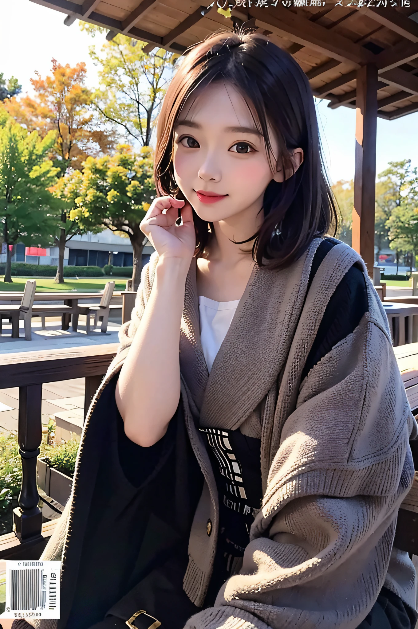 masutepiece, Best Quality, Autumn costume, Colorful hair, plein air, MagazineCover ,Audio recorder upper body,