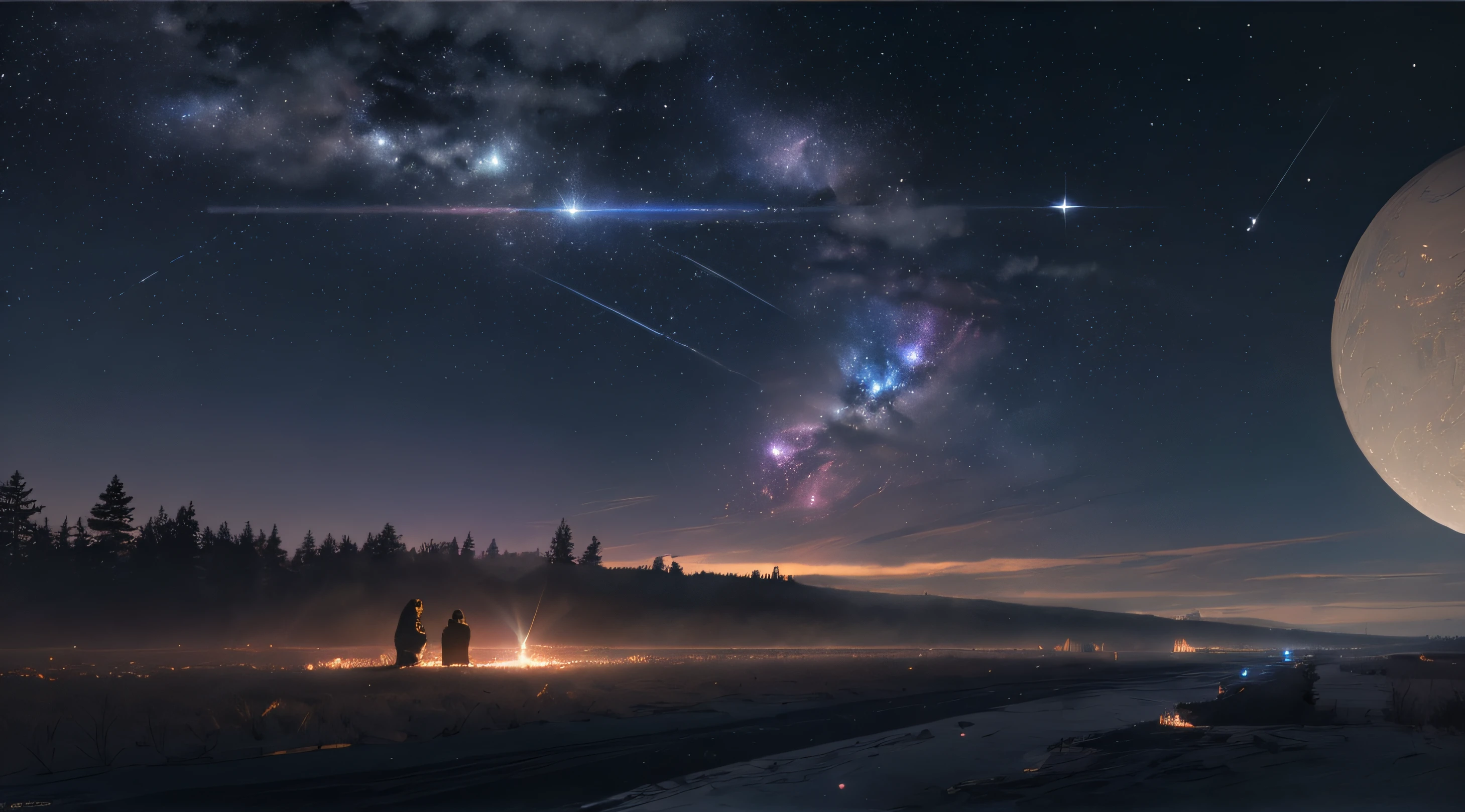 nigh sky,The comet is falling