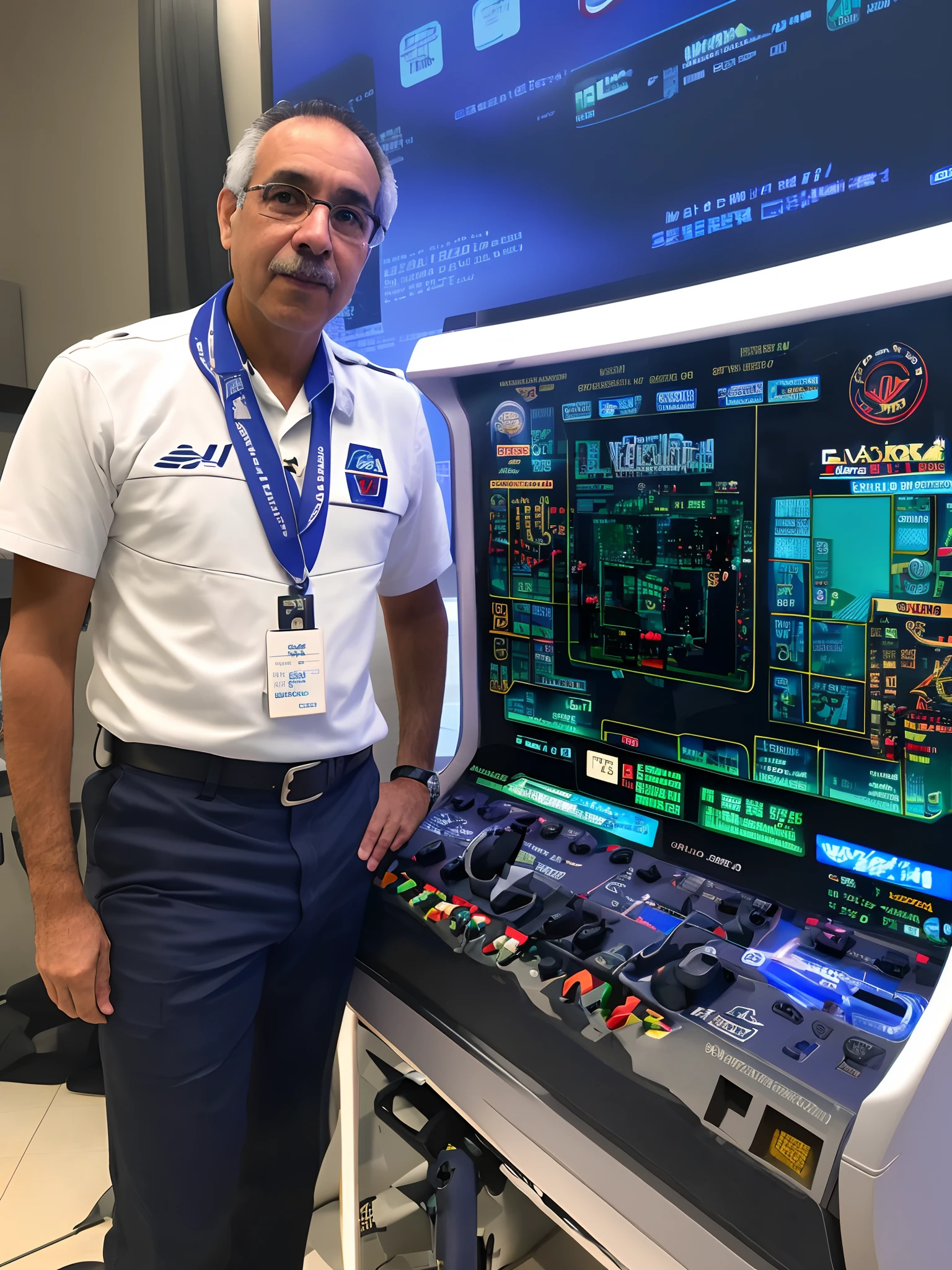 Professor jovem de jaleco azul, Looking at camera, 8k