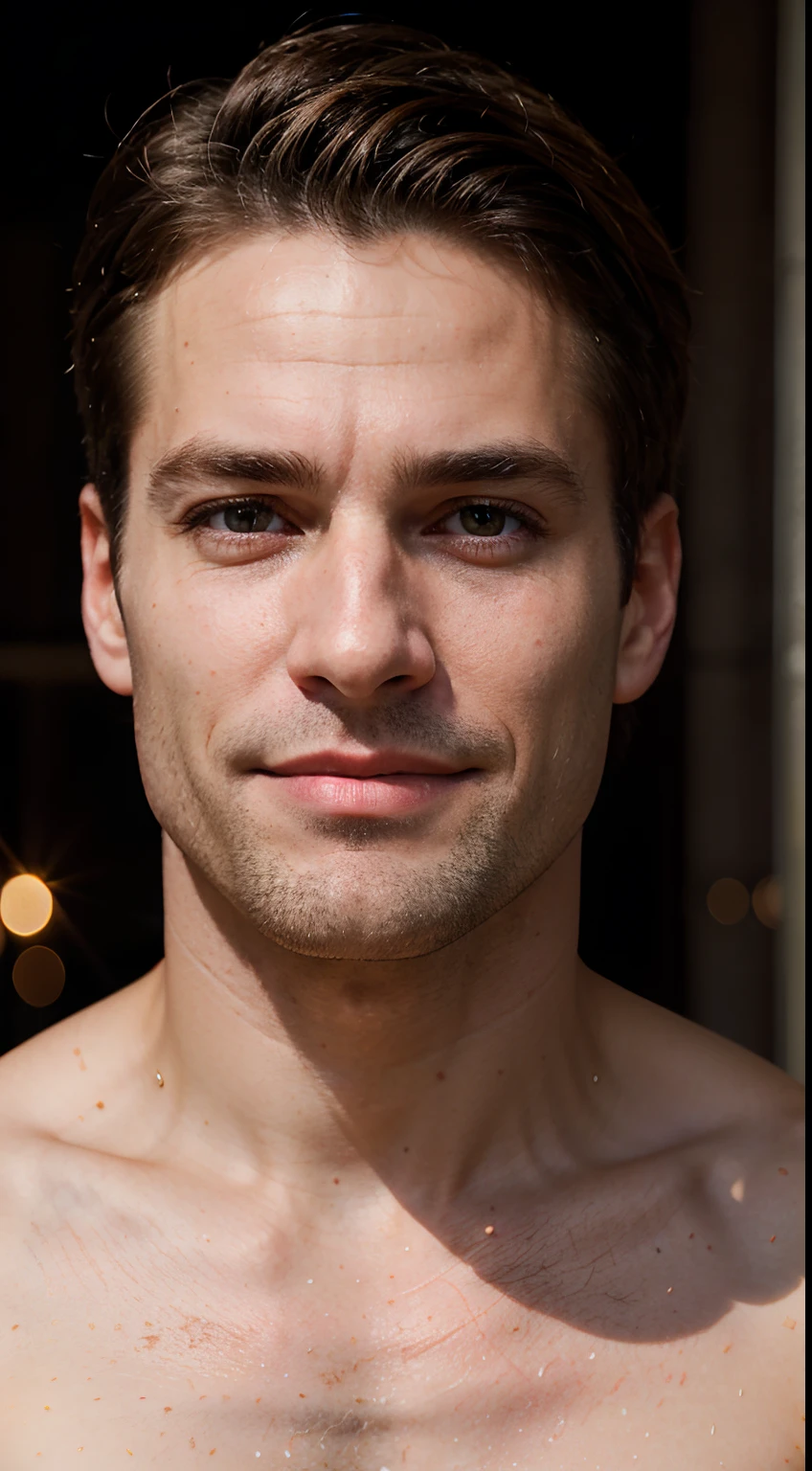 FRW, Very detailed CG Unity 8k wallpaper, (36-year-old man), ((1 man)),muscular body, pale skin (a masterpiece, beautiful person, well detailed face , photorealistic, hyperrealistic), ((suit)), (smiling:0.7) ,(light lighting), detailed skin texture, detailed teeth, face portrait