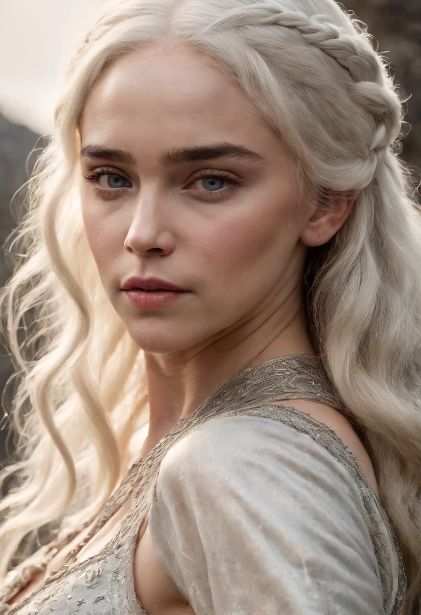 Emilia Clarke como Daenerys Targaryen, (((corpo inteiro))), olhos ultra-detalhados, corpo ultra-detalhado, nice perfect guy with soft skinice, corpo feminino deslumbrante, ((ultra-detailed hands)), obra-prima conceito fantasia arte, trending on ArtStation, hiper-detalhado, Arte Digital, Motor irreal, 32k, Ultra HD | |, imagem centrada,  ::n_estilo feio, Telhas, ((badly drawn hands)), ((poorly drawn feet)), ((rosto mal desenhado)), fora do quadro, membros extras, Desfigurado, Deformado, Corpo fora do quadro, anatomia ruim, watermark, assinatura, Cortada, baixo contraste, Subexposta, Superexposta , arte ruim, iniciante, amador, face distorcida, Borrada, Rascunho, Granulado,