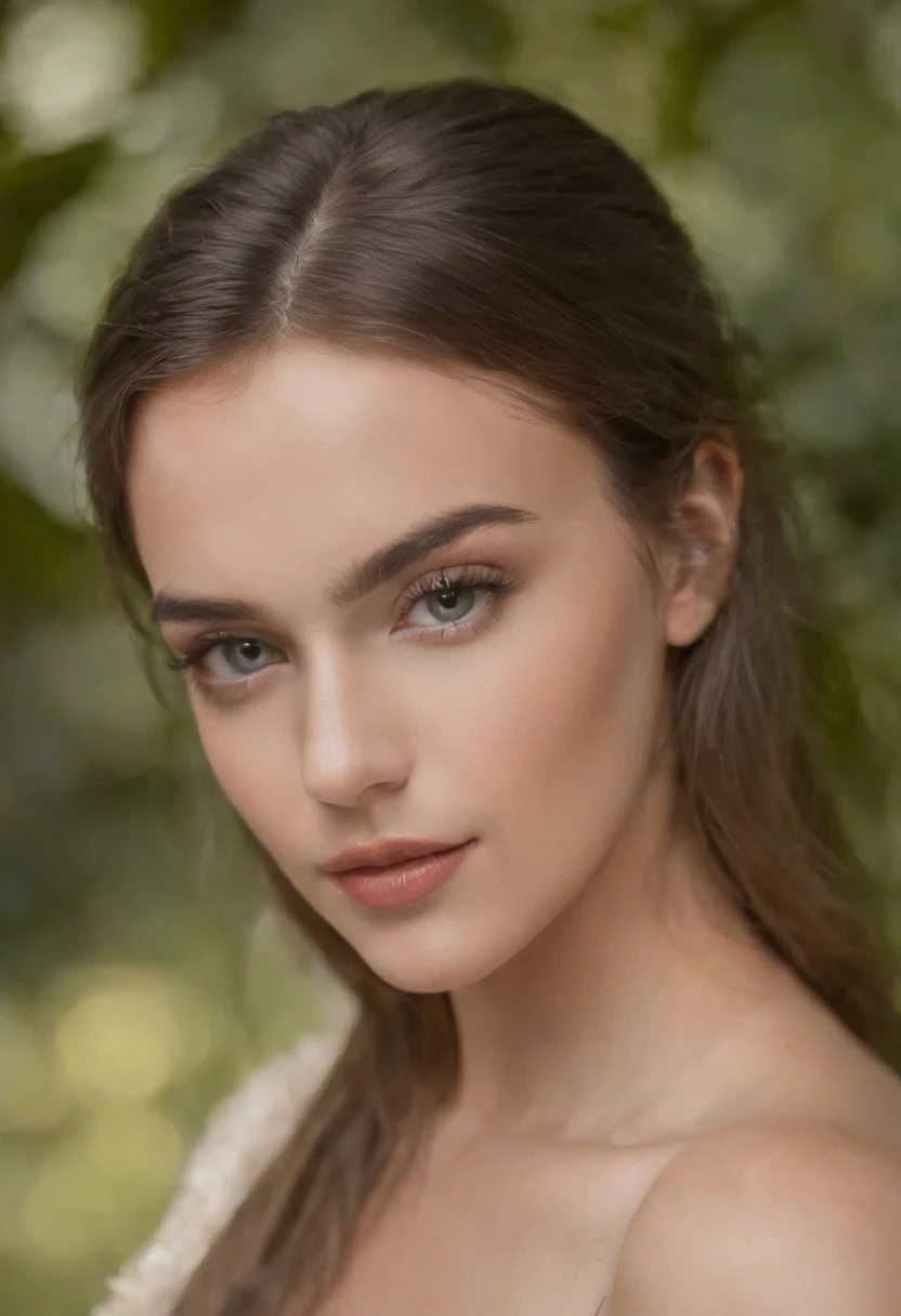 mulher arafed com uma regata branca e um colar, com olhos azuis, Retrato Sophie Mudd, cabelos loiros e olhos grandes, corpo inteiro de uma jovem mulher, Olhos do quarto, Violeta Myers, sem maquiagem, maquiagem natural, Looking directly at the camera, Rosto com ArtGram, maquiagem sutil, Impressionante tiro de corpo inteiro, olhos verdes penetrantes,completely naked show her
