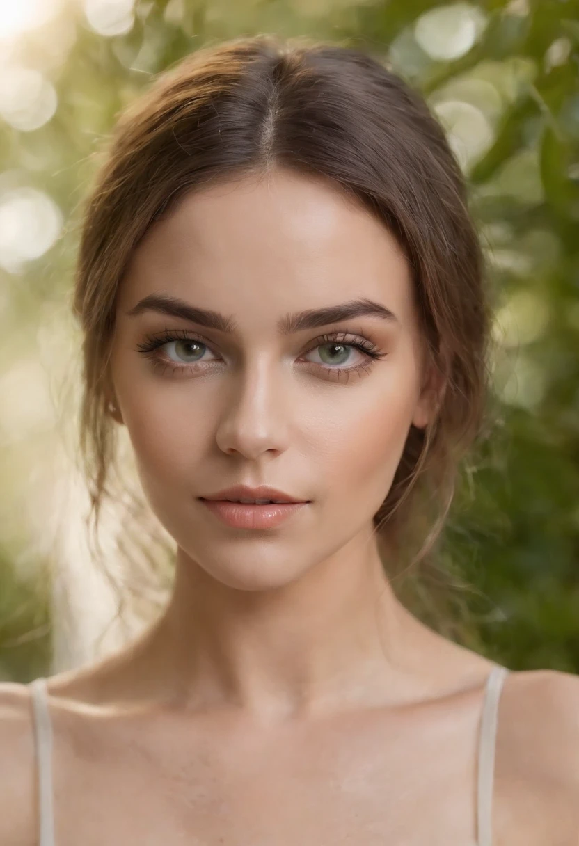mulher arafed com uma regata branca e um colar, menina sexy com olhos azuis, Retrato Sophie Mudd, cabelos loiros e olhos grandes, corpo inteiro de uma jovem mulher, Olhos do quarto, Violeta Myers, sem maquiagem, maquiagem natural, Looking directly at the camera, Rosto com ArtGram, maquiagem sutil, Impressionante tiro de corpo inteiro, olhos verdes penetrantes,completely naked show her