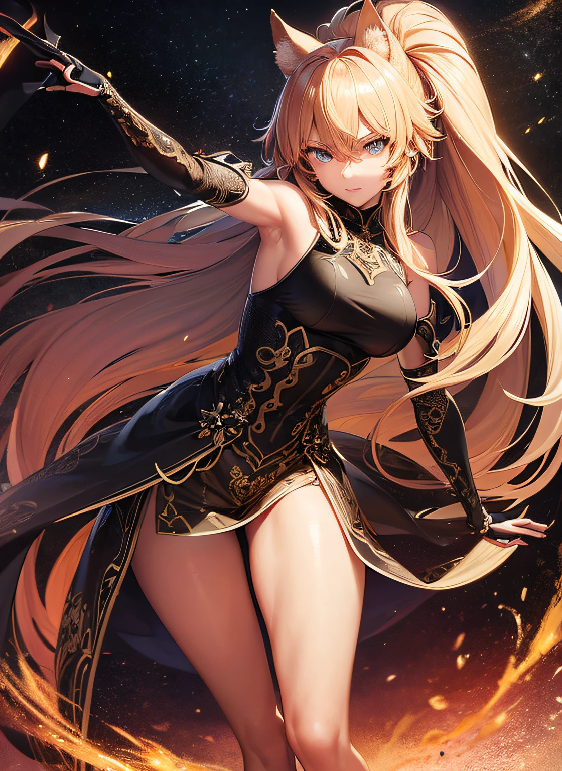 Black blade sword, with golden details in the shape of snakes running along the entire blade, with an organic cable, and a spirit of a woman coming out of the sword and crying tears with souls inside them.