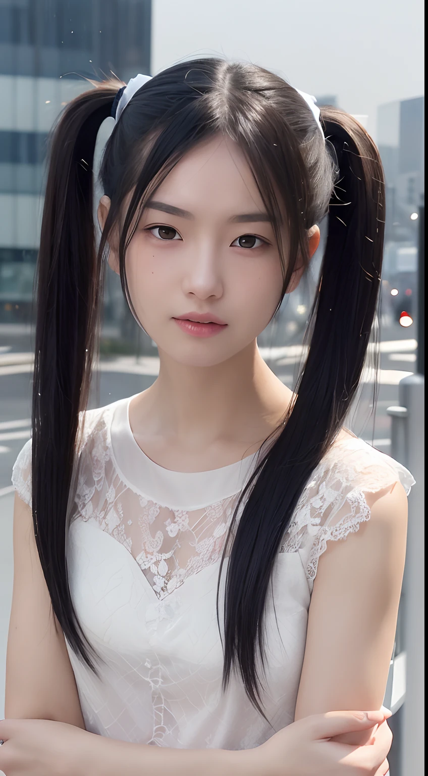 mix4, 1girl, cute, young, slender, petite,
white long lace dress,
((arms crossed)), turning away,
mouth open slightly, black hair, ((twintail)), floating hair,
angry, annoyed, complaining, blaming, upset, disgusted, frowning, scorning,
cityscape, raining, wet, drizzling, raindrops, windy,
portrait photo, pores visible on face,
professional lighting, photon mapping, radiosity, physically-based rendering,
(8k, RAW photo, best quality, masterpiece:1.2), (realistic, photo-realistic:1.37),
