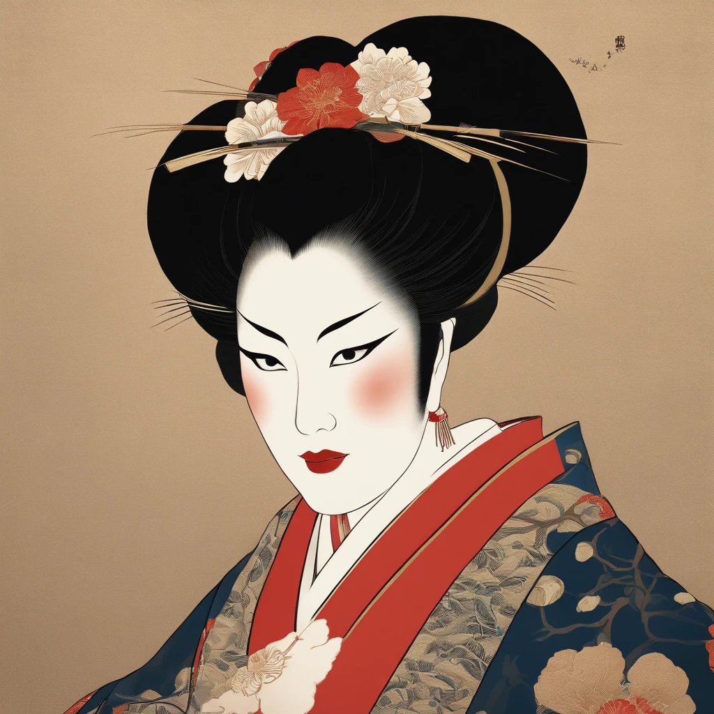 Kabuki, Japanese traditional opera, on stage, Ukiyo-e, Utamaro