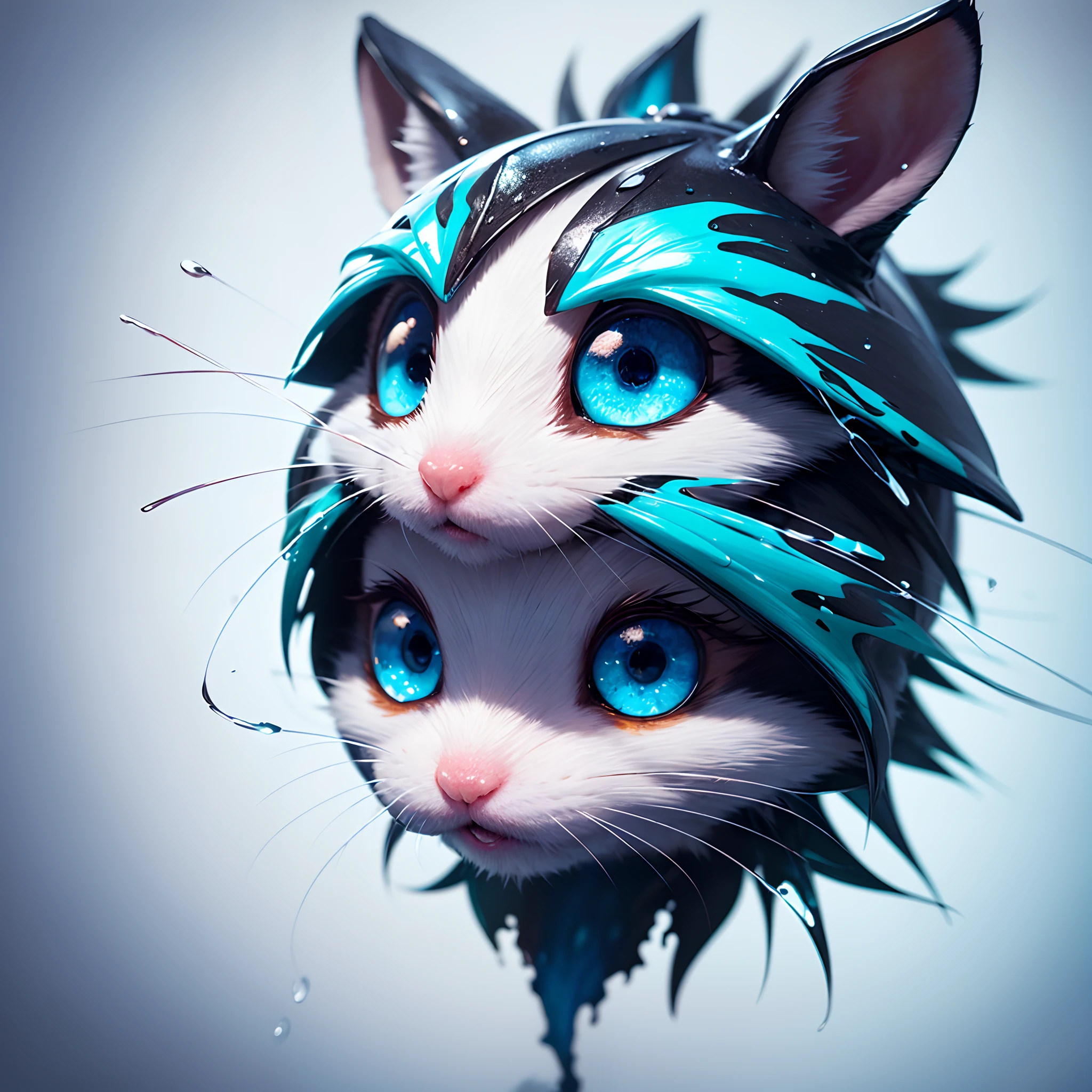 3d Splash art, a cute pygmy jerboa head with blue eyes, ((white background)), epic Instagram, artstation, splash style of colorful paint, contour, hyperdetailed intricately detailed , unreal engine, fantastical, intricate detail, splash screen, complementary colors, fantasy concept art, 16k resolution, deviantart masterpiece, oil painting, heavy strokes, paint dripping, splash arts