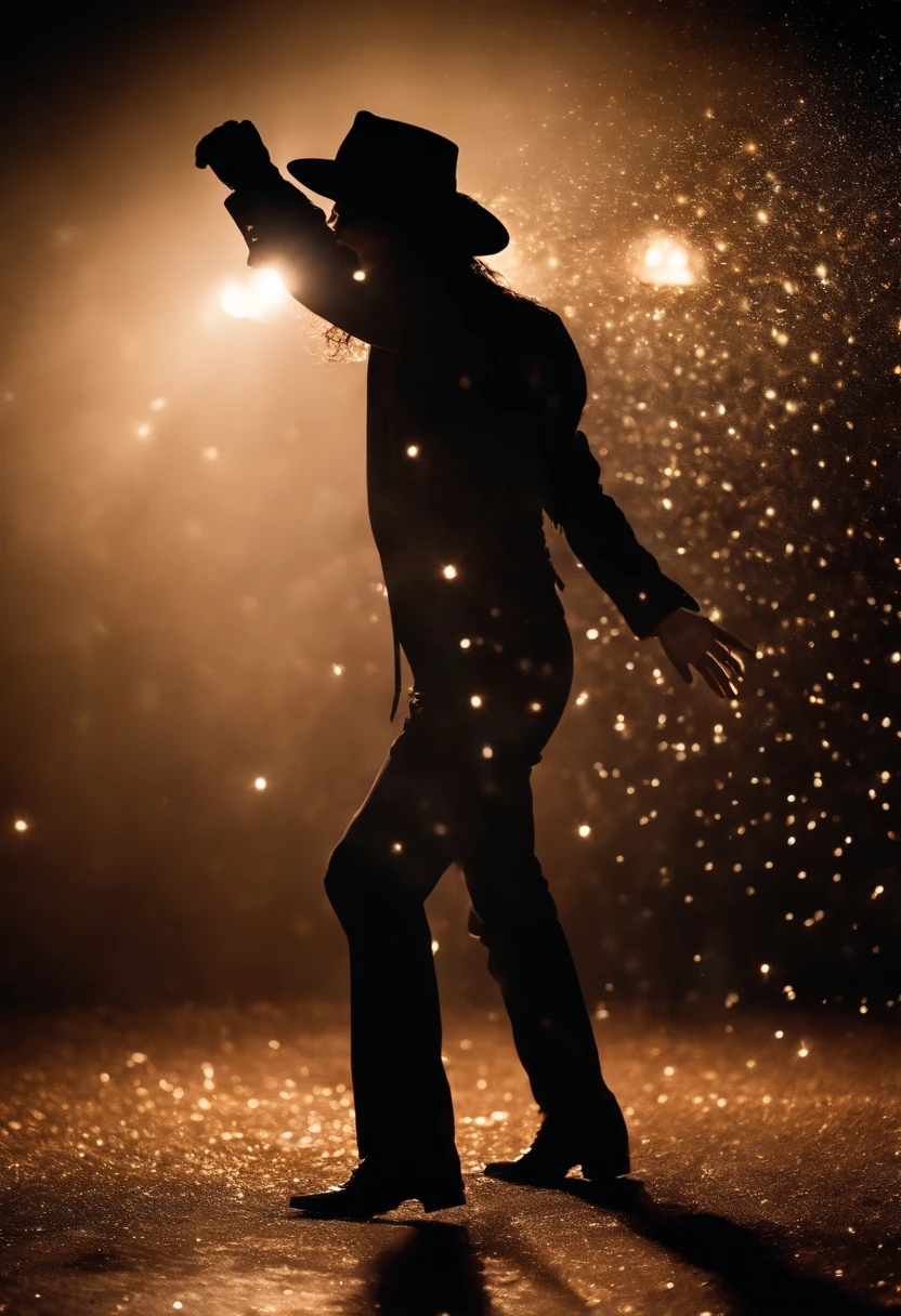 Michael Jackson gritando e feixes de luz em volta, efeitos de magia