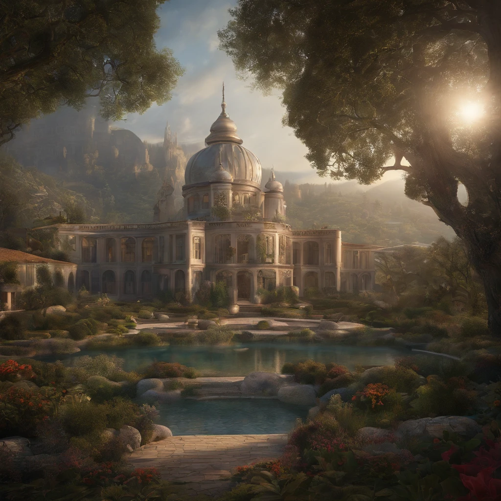 Fairy tales, Neverland city. reality is an illusion. a beautiful landscape combined with a large futuristc pattern. magical atmosphere, lightness, airiness. oil painting., trending on artstation, sharp focus, studio photo, intricate details, highly detailed, by greg rutkowski