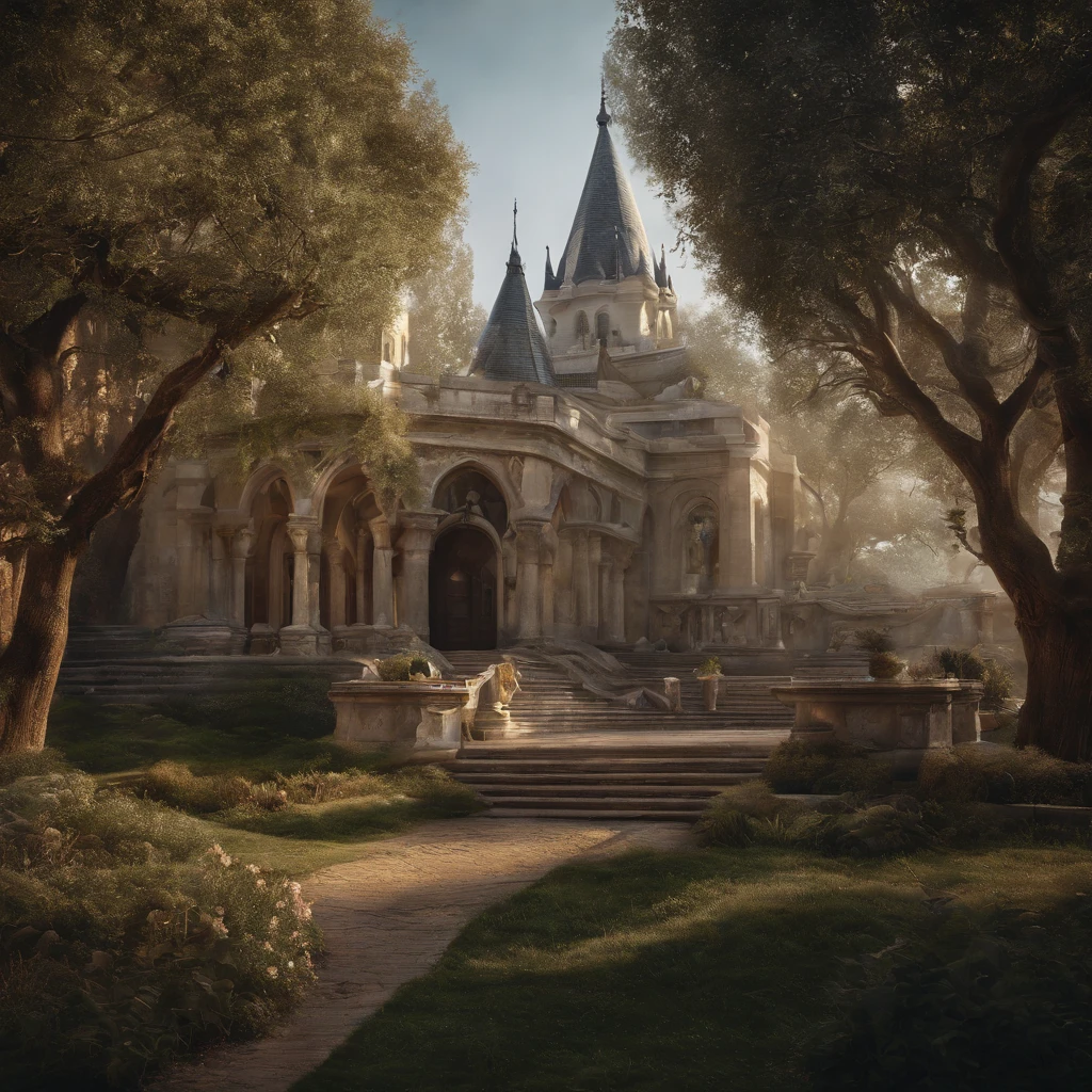Fairy tales, Neverland city. reality is an illusion. a beautiful landscape combined with a large futuristc pattern. magical atmosphere, lightness, airiness. oil painting., trending on artstation, sharp focus, studio photo, intricate details, highly detailed, by greg rutkowski