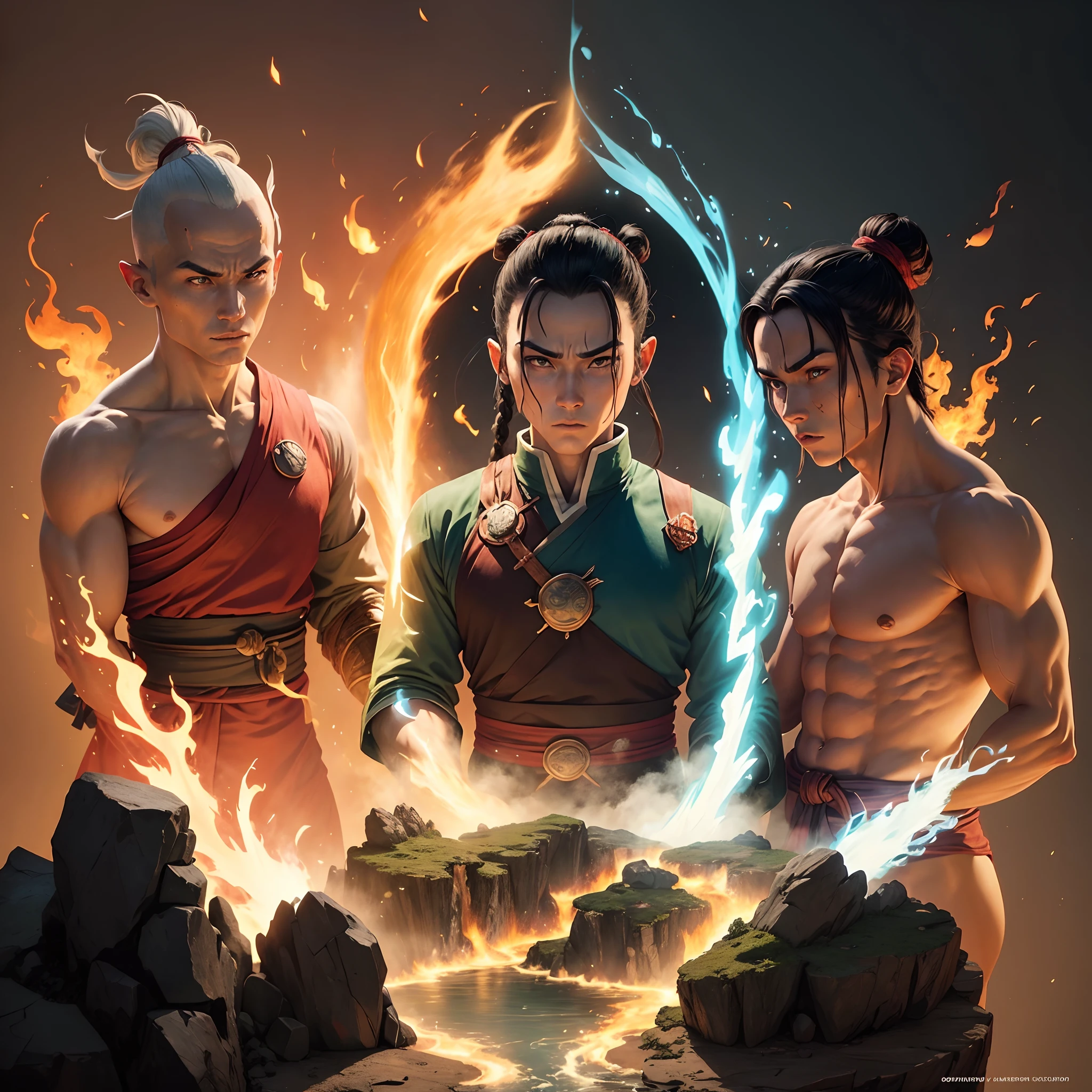 earth, fire, water, air, Long ago, the four nations lived together in harmony. Then, everything changed when the Fire Nation attacked. Only the Avatar, master of all four elements, could stop them, but when the world needed him most, he vanished. A hundred years passed and my brother and I discovered the new Avatar, an airbender named Aang