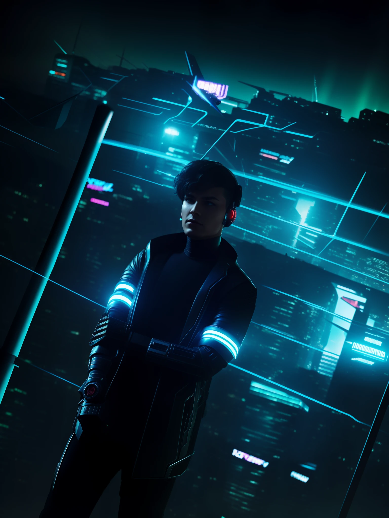 Cyber punk , future city , transformer in background, super natura power ,