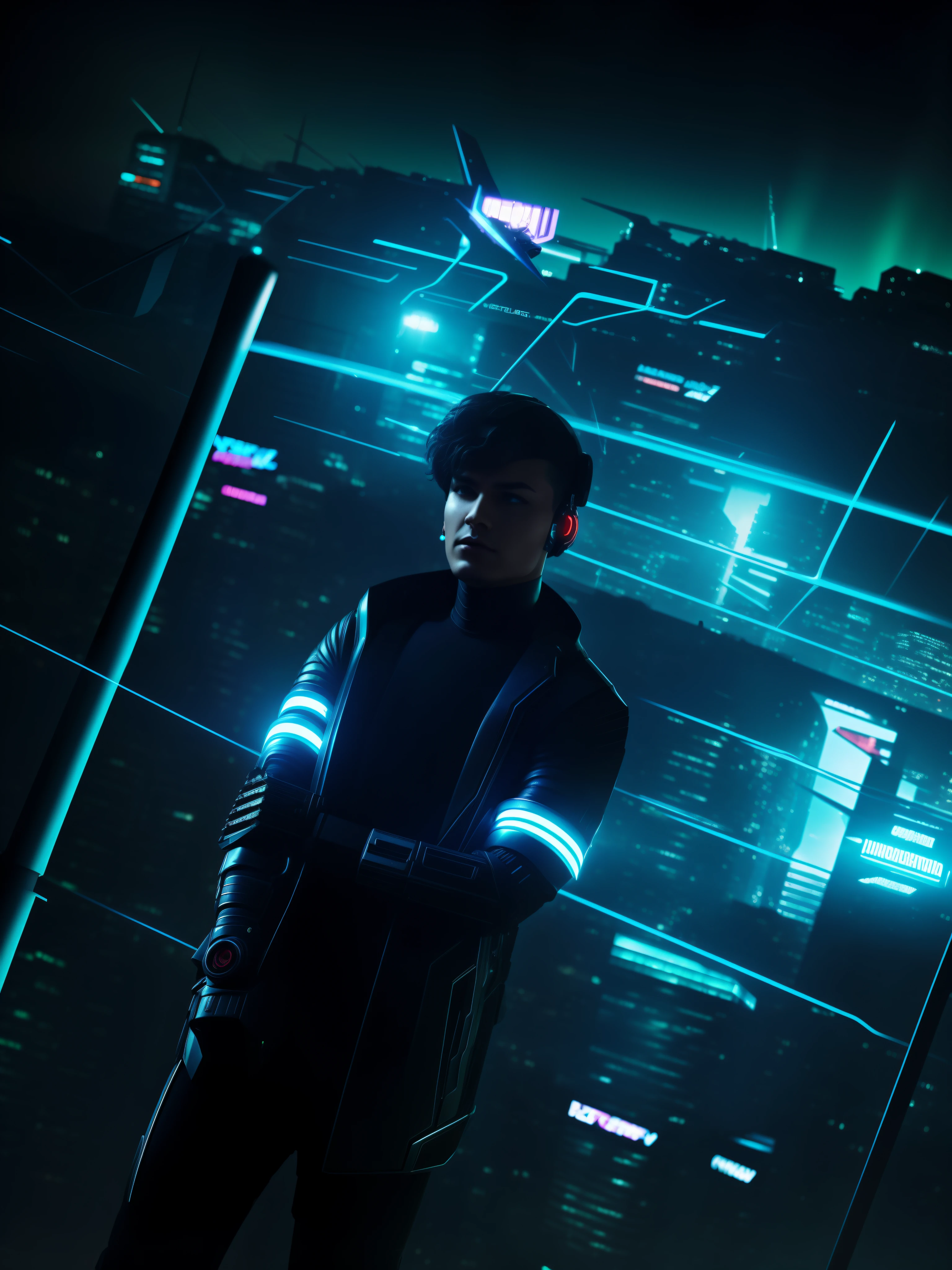 Cyber punk , future city , transformer in background, super natura power ,