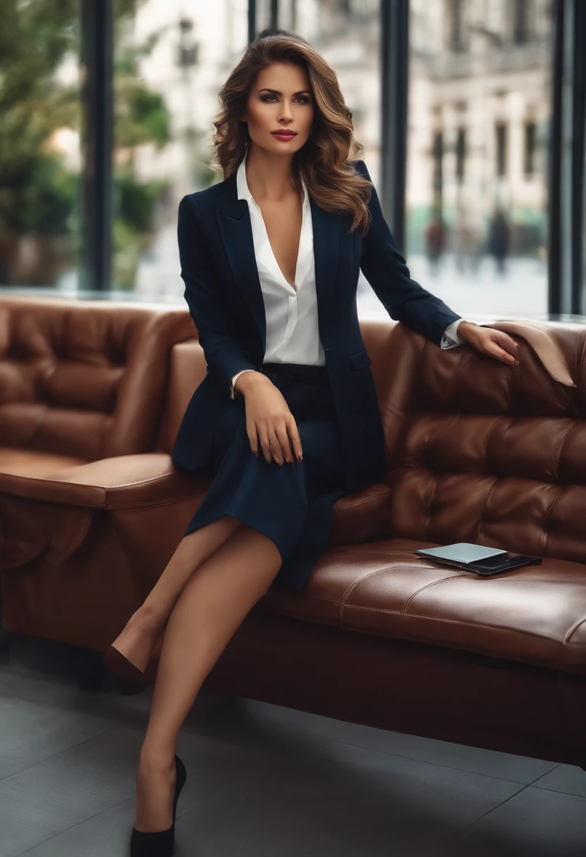 cute bussines lady in a suit, realistic