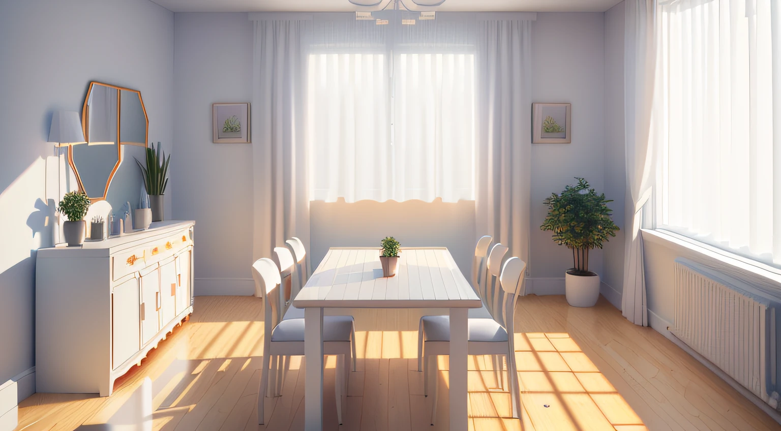 Equidistant rooms,Plain white background, Best quality, ((low polygon)),(Extremely detailed Cg Unity 8K wallpaper), (Best quality), (Best Illustration), (Best shadow),((liveroom)), Cream style,Pastel tones, Light curtains, tvp,sofe, Wooden furniture, Soft light, a plant, picure, vases,rendering by octane,Ray tracing,Ultra detailed
