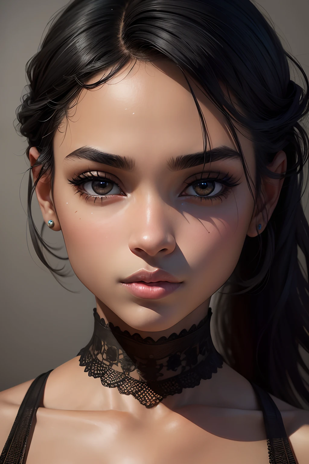 black woman with black eyes posing for a photo, perfect face), portrait, flawless face, black hair and big eyes, subtle makeup, perfect face and eyes, black eyes, black hair, extremely beautiful face, detailed perfect face, soft makeup, detailed flawless face, perfect face, beautiful makeup, detailed and perfect face, 18 years old, (best quality, 4k, 8k, high resolution, masterpiece: 1.2), ultra detailed, (realistic, photorealistic, photorealistic: 1.37)