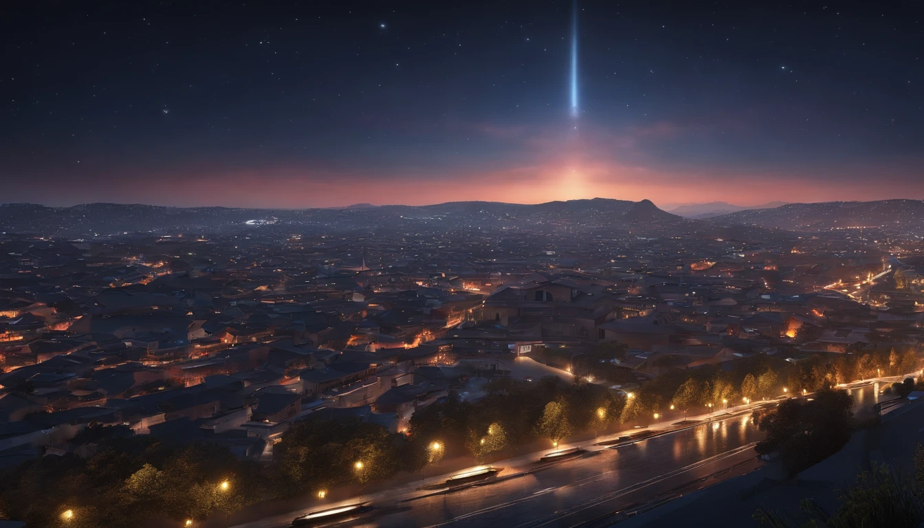 ((Masterpiece)), (Best quality),, offcial art, Extremely detailed Cg Unity 8K wallpaper, Highly detailed, Shiny skin, Depth of field, vivd colour,, 1girll, (Curvy:0.4), (full bodyesbian:0.6),, Short hair, bangs, Red eyes, Skirt, view the viewer, Night, street, neonlight, Looking back, Star (sky), crowd, Upper body,