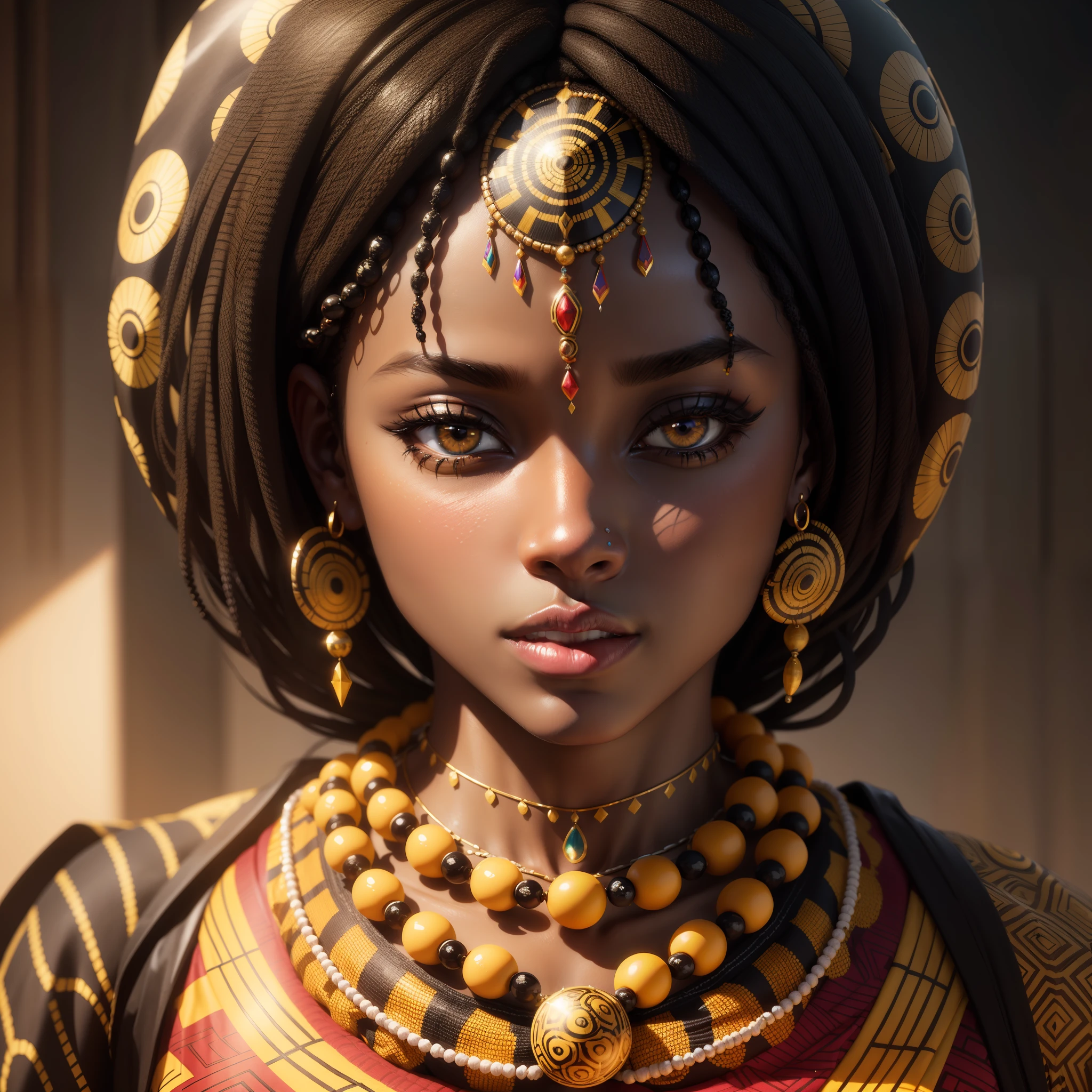 (masterpiece, best quality), dark-skinned female, ((intricate)), traditional clothes, desert, bracelet, town, hair ornament, jewelry, leaning back, looking at viewer, upper body, plateau, sandstorm,