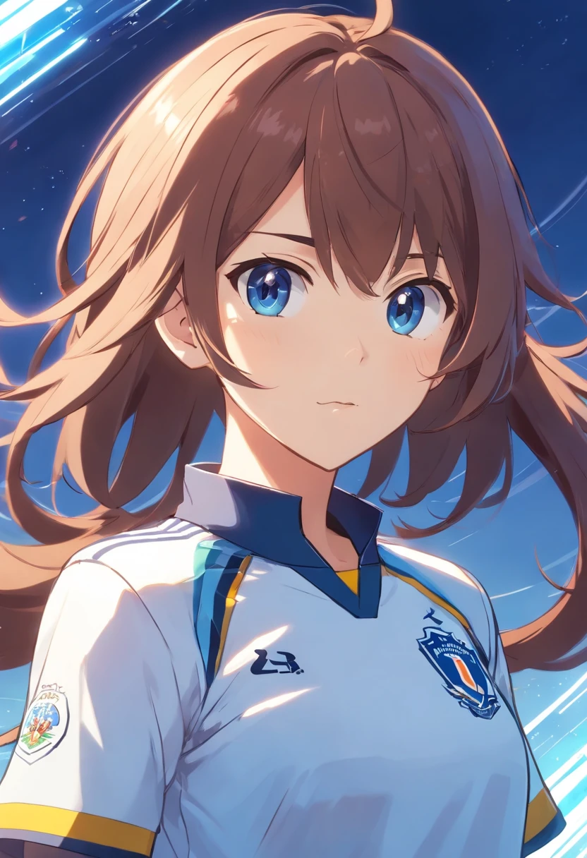 (cabelo longo branco), anime, De Inazuma eleven,uniforme de futebol azul