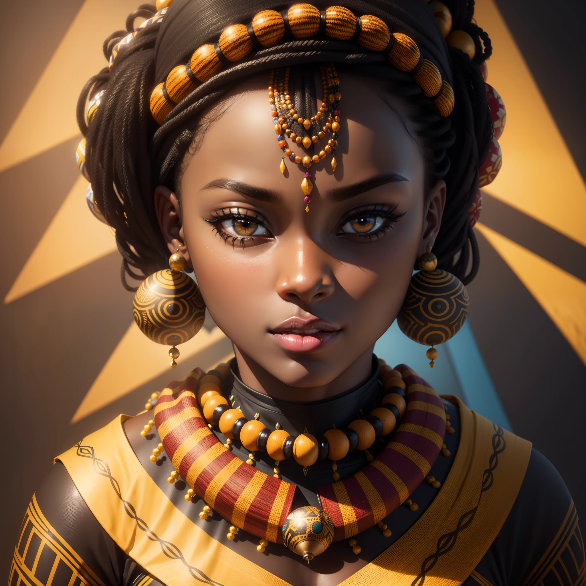 A close up of a woman with a necklace and earrings - SeaArt AI