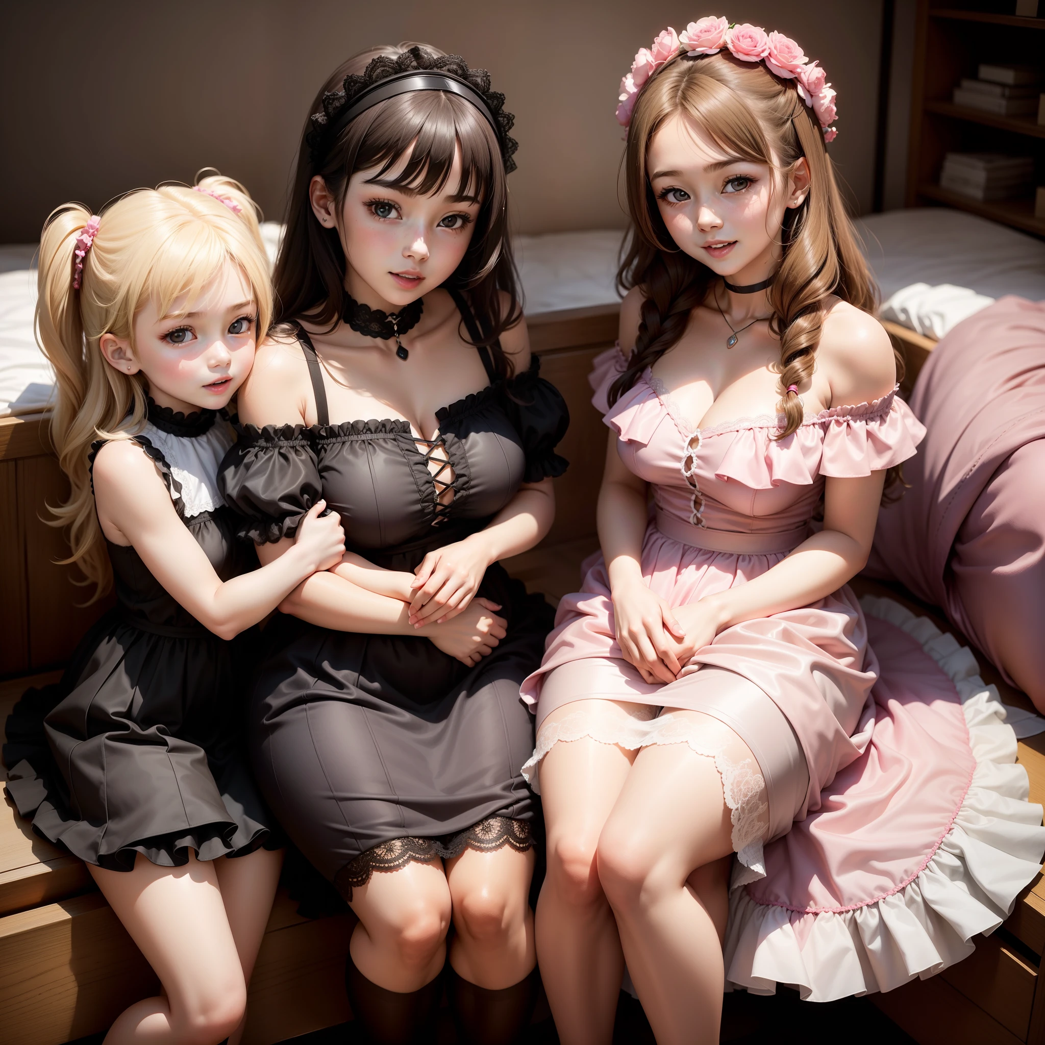 laughingly,2girls,25-year-old female and 8--old l,Women and little Mother and daughter,Gorgeous mother and loli daughter,adolable,