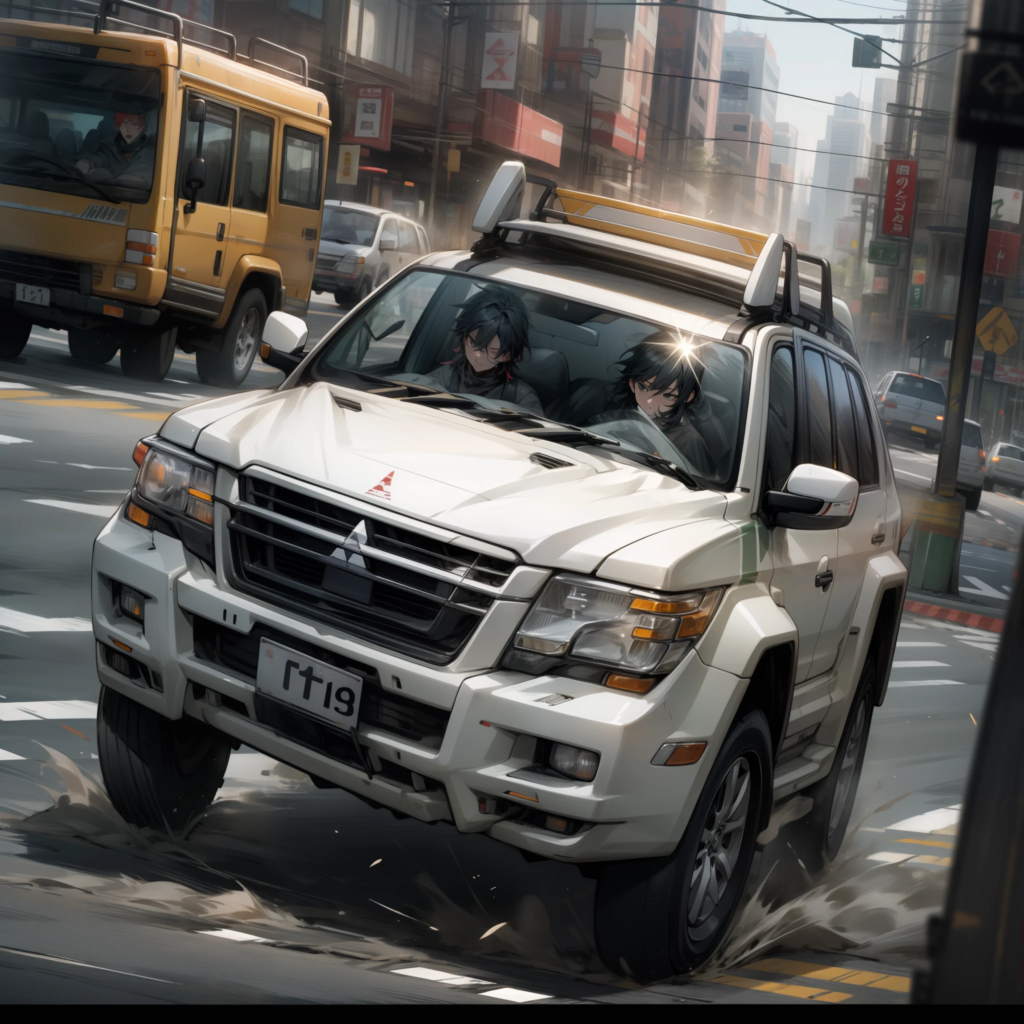 Mitsubishi Pajero, speeding, city vibe