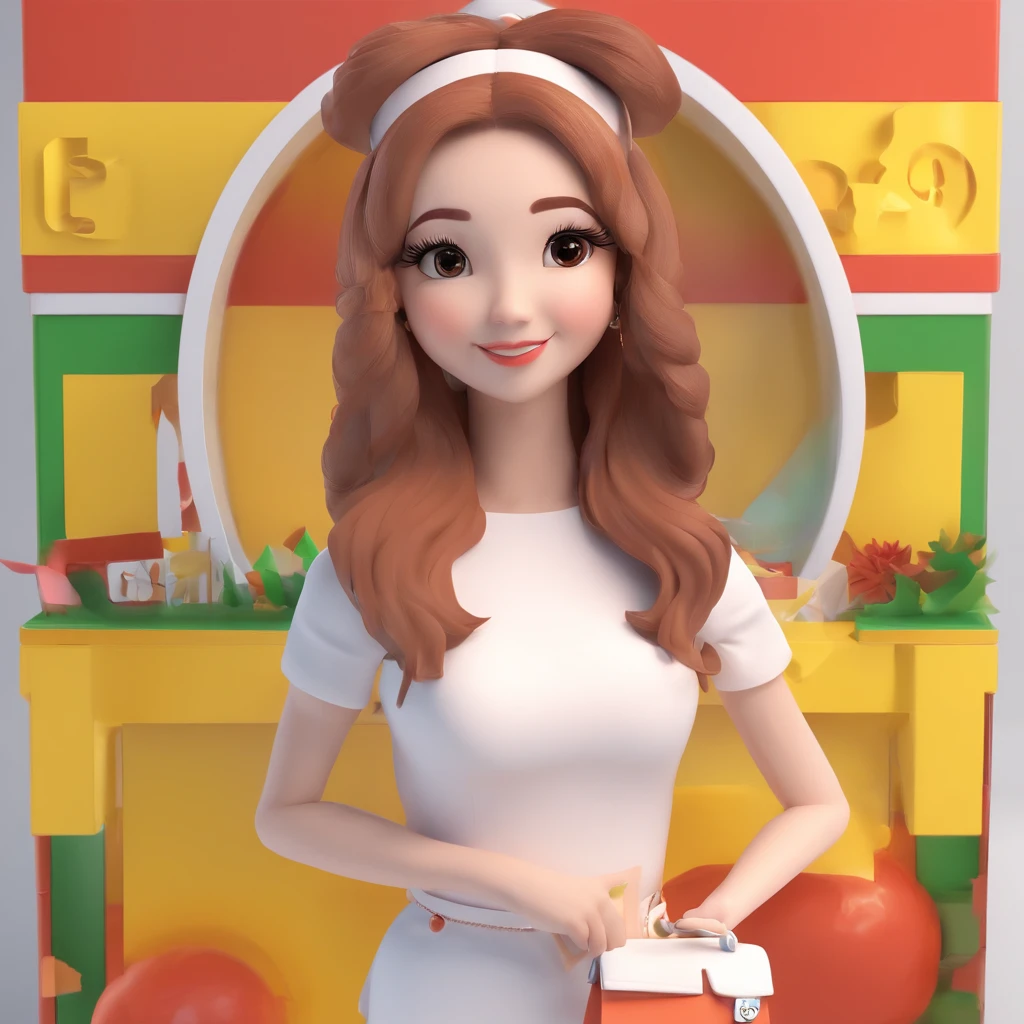 super bonito IP 2 meninas por pop mart, olhos brilhantes, querubim,Vestidinho branco, argila, Modelos, um brinquedo de caixa cega, Brilhante e delicado,fundo limpo, Bom brilho, 3D rendering of,best quality, Twin.