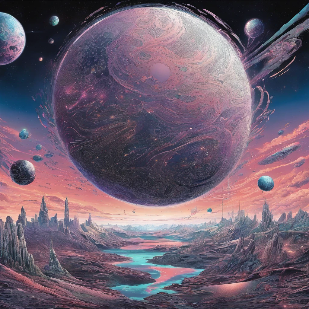 Science fiction imagination, Cosmic planets, A planet made up of gas clouds and black diamonds, unnerving, darkly, Sharp and broken, hyper HD, photorealestic, vivd colour, highly detailed, Ultra HD drawing, pen and ink, perfect compositions, Beautiful details intricate,Art station crazy meticulous octane rendering trend, 8K art photography, Arte conceptual fotorrealista, soft, Natural volume film perfect light, hyper HD, photorealestic, vivd colour, highly detailed, Ultra HD drawing, pen and ink, perfect compositions, beautiful detailed intricate insanely detailed octane render trending on artstation, 8K art photography, Arte conceptual fotorrealista, soft natural volumetric cinematic perfect light