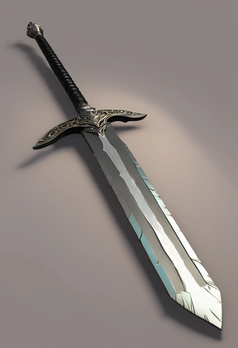 A long black sword inlaid with LEDs,Placed on the table