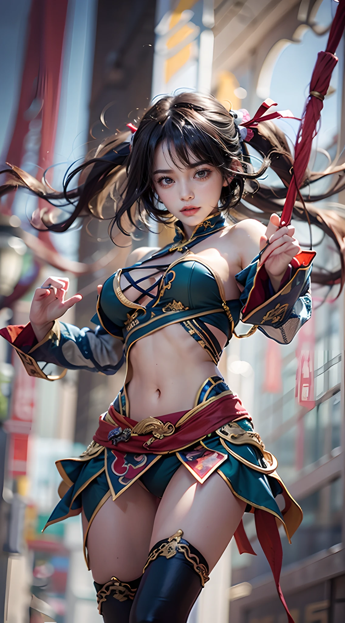 (The FW), 1womanl, Solo, 24 year old, 7headed body, (cute face), (Ideal ratio body proportions), long , Magic Effects, Fantasia, Toned belly, Fighting, ((Kungfu)), ((Mini China Costume)), panties focus, Sexy body, heavy wind, The costume is sheer, Wet, short-hair, Dark hair, small tits, A slender, Small buttocks, beauty legs, Skinny Legs, surrealism, Cinematic lighting, depth of fields, One-person viewpoint, F/1.8, 135 mm, nffsw, masutepiece, ccurate, ((Anatomically correct)), Textured skin, Super Detail, high details, High quality, awardwinning, Best Quality, hight resolution, 8K