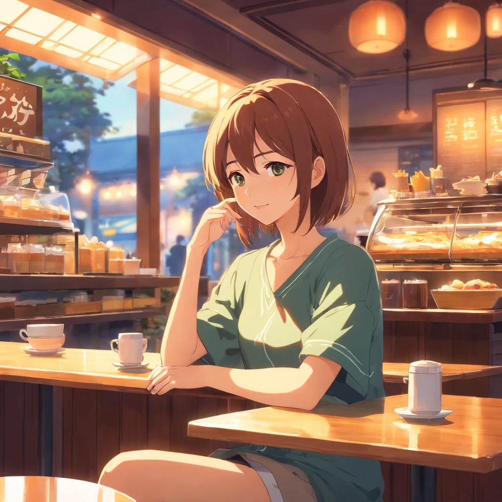 Beautiful woman relaxing in café, Cozy and cozy atmosphere,