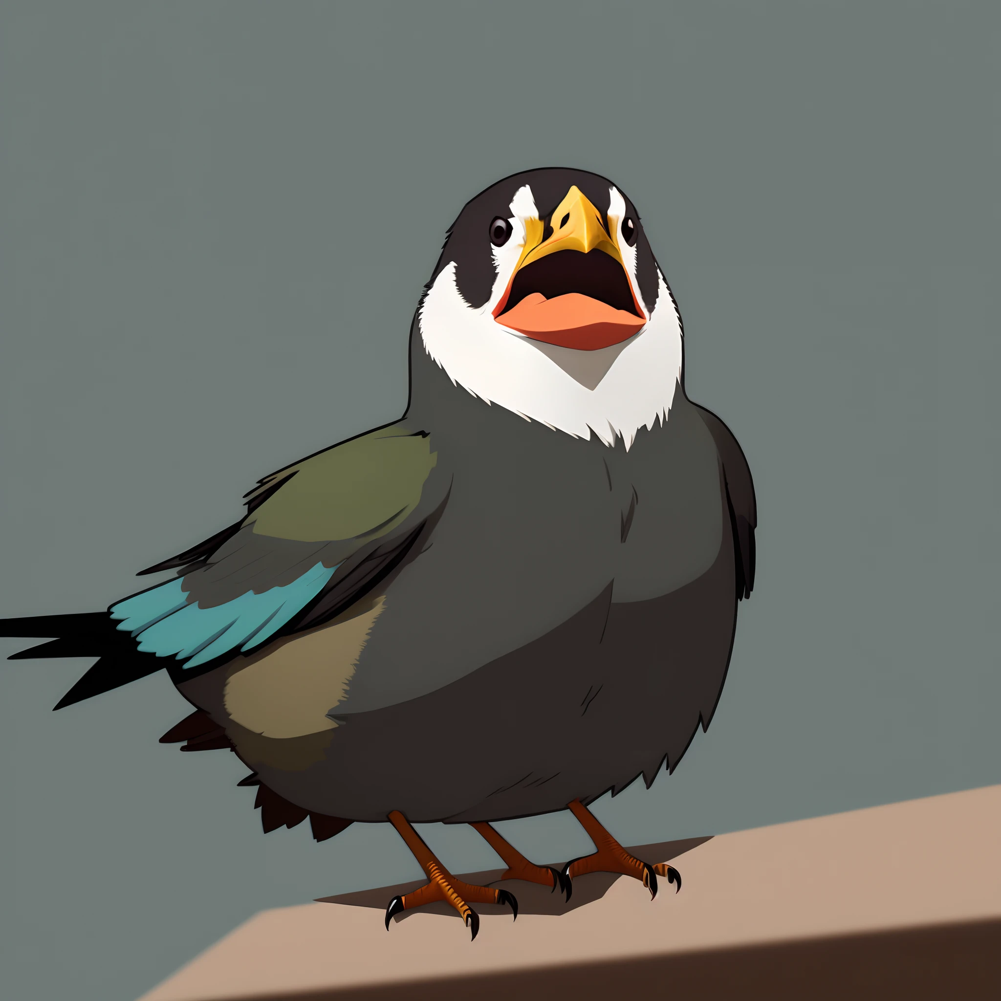 Australian bird in anime style: 1.5, (minimalist), very angry.