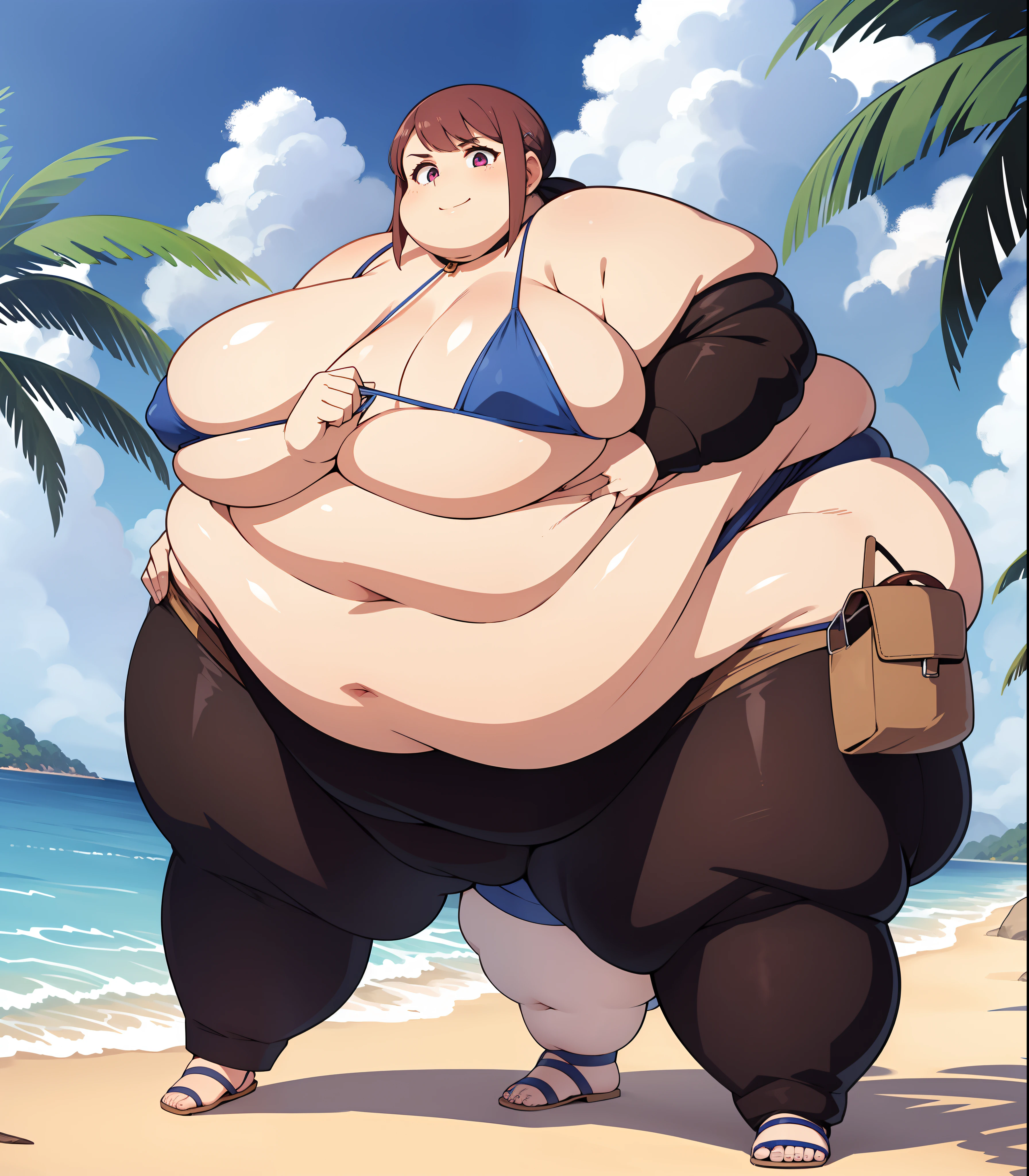 1 girl in, cabello corto, ojos anime, ojos hermosos, sonrisa, boca abierta, sentada debajo de una palmera en la playa, obesa blob, blob fat, super obesa blob, Bikini , pezones, Tetas, sonrisa, gordo, muy gordo, morbidly obese, Obesidad extrema extrema, immonile obeso, Mancha obesa, Masa de grasa extrema, cara obesa, cuello gordo, muslos muy gordos, piernas gordas hinchadas, cuerpo muy muy gorda, obesidad morbida gordura extrema, obesidad extrema, sobrepeso, muy muy obesa, ussbbw, manos perfectas detalladas, panza vore, culo gordo culo obeso, obese, gran panza gorda muy gorda blob, peso obeso, SSBBW, SSBBW, blob, peso gordito, peso obeso, WeightChubby, PesoObeso, WeightImmobile, muslos muy gordos, muslos mu anchos, cadera ancha, cadera gorda, obesa de gran gordura,